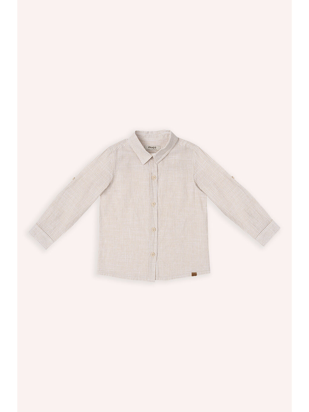 Erkek Çocuk Uzun Kollu Çizgili Gömlek Bej