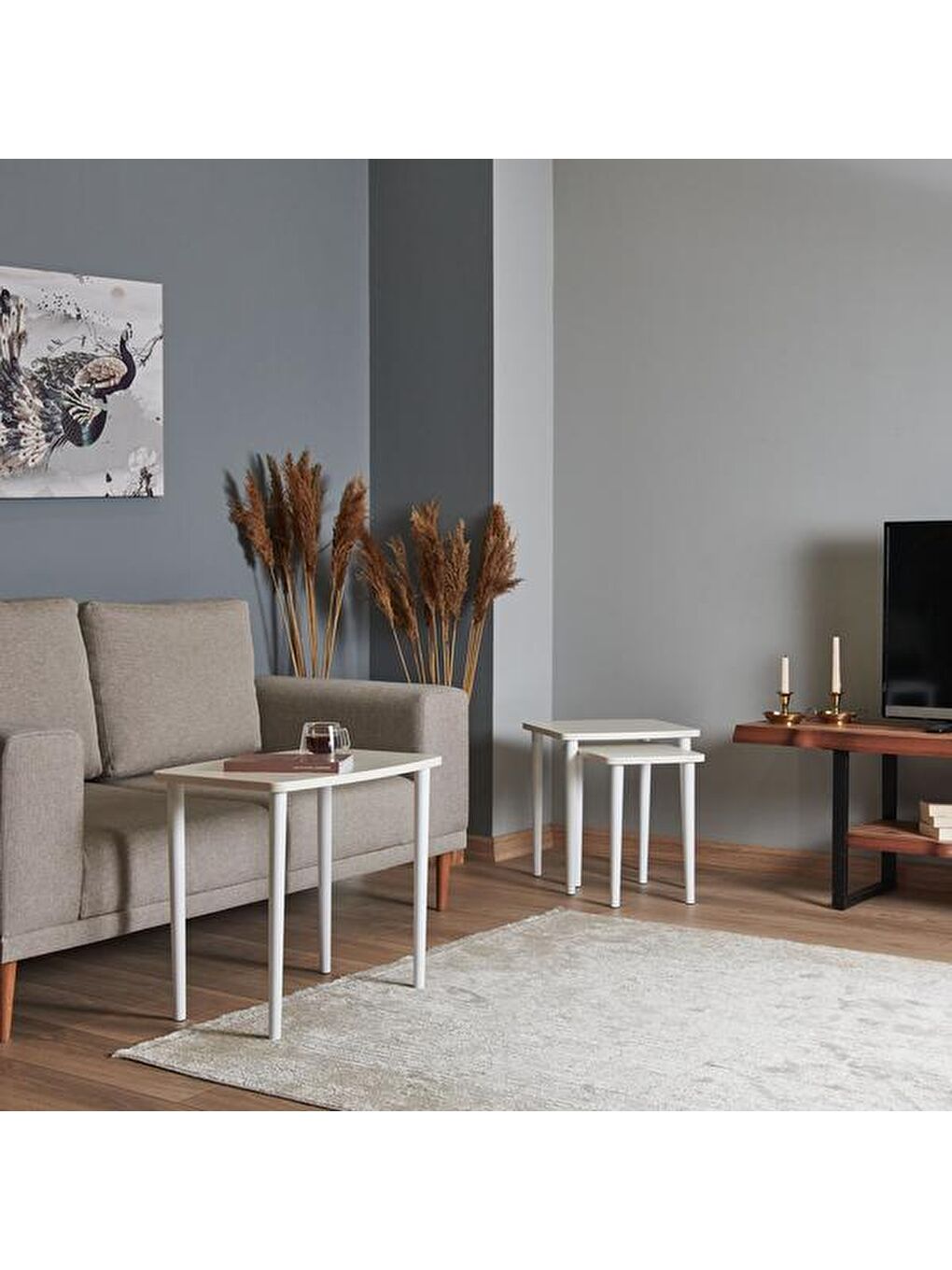 Ekru Kardelen Zigon Sehpa - Krem-2