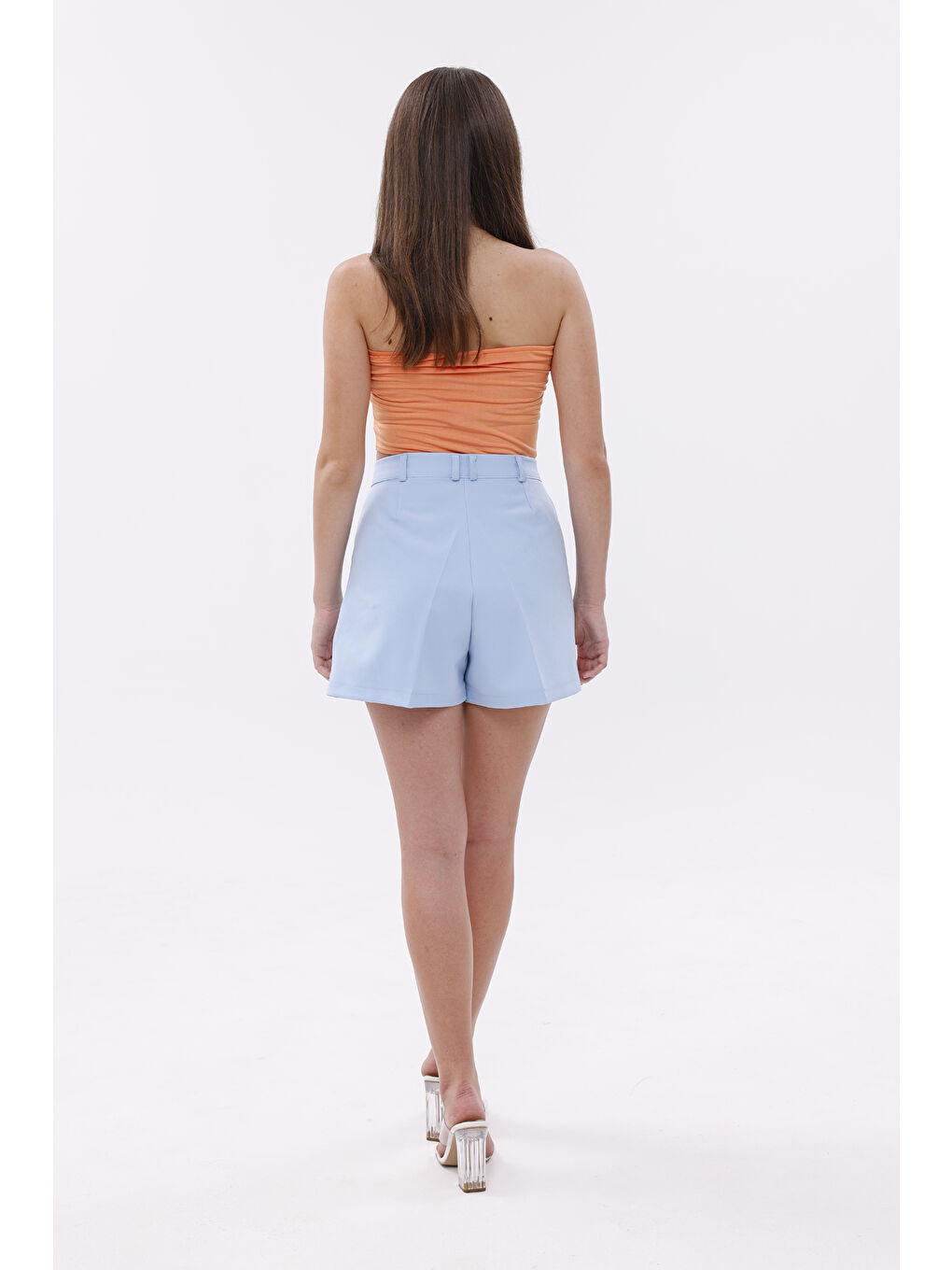 Mavi FundaChoosesXGenius Kadın Pileli Şort İç Göstermez Lamineli Kadın Şort PİLELİ-ŞORT-4