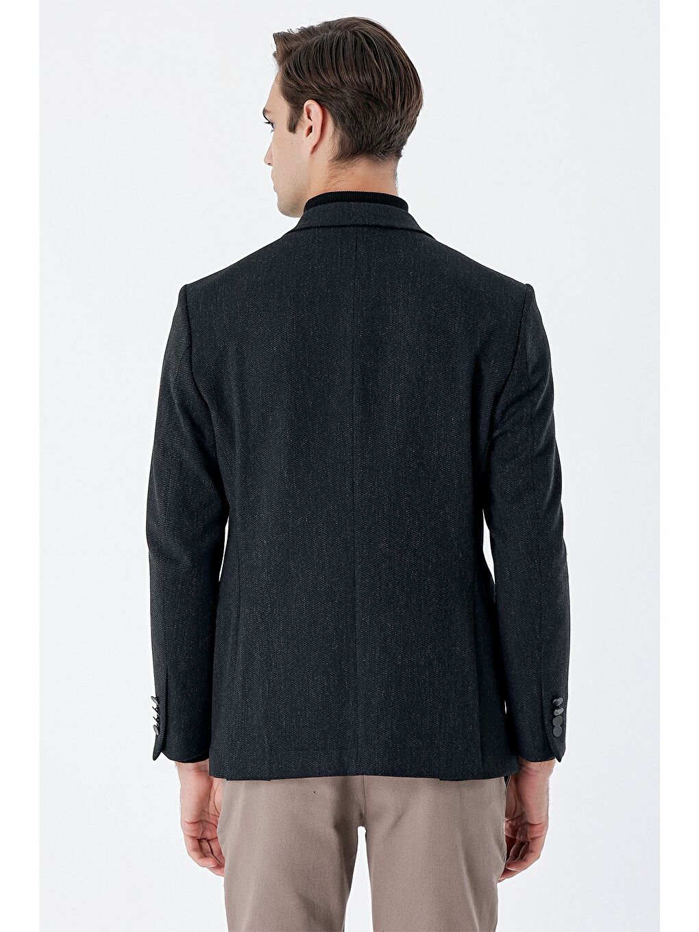 Siyah Mono Yaka Elastanlı 6 Drop Comfort Fit Klasik Ceket 1002235137-5