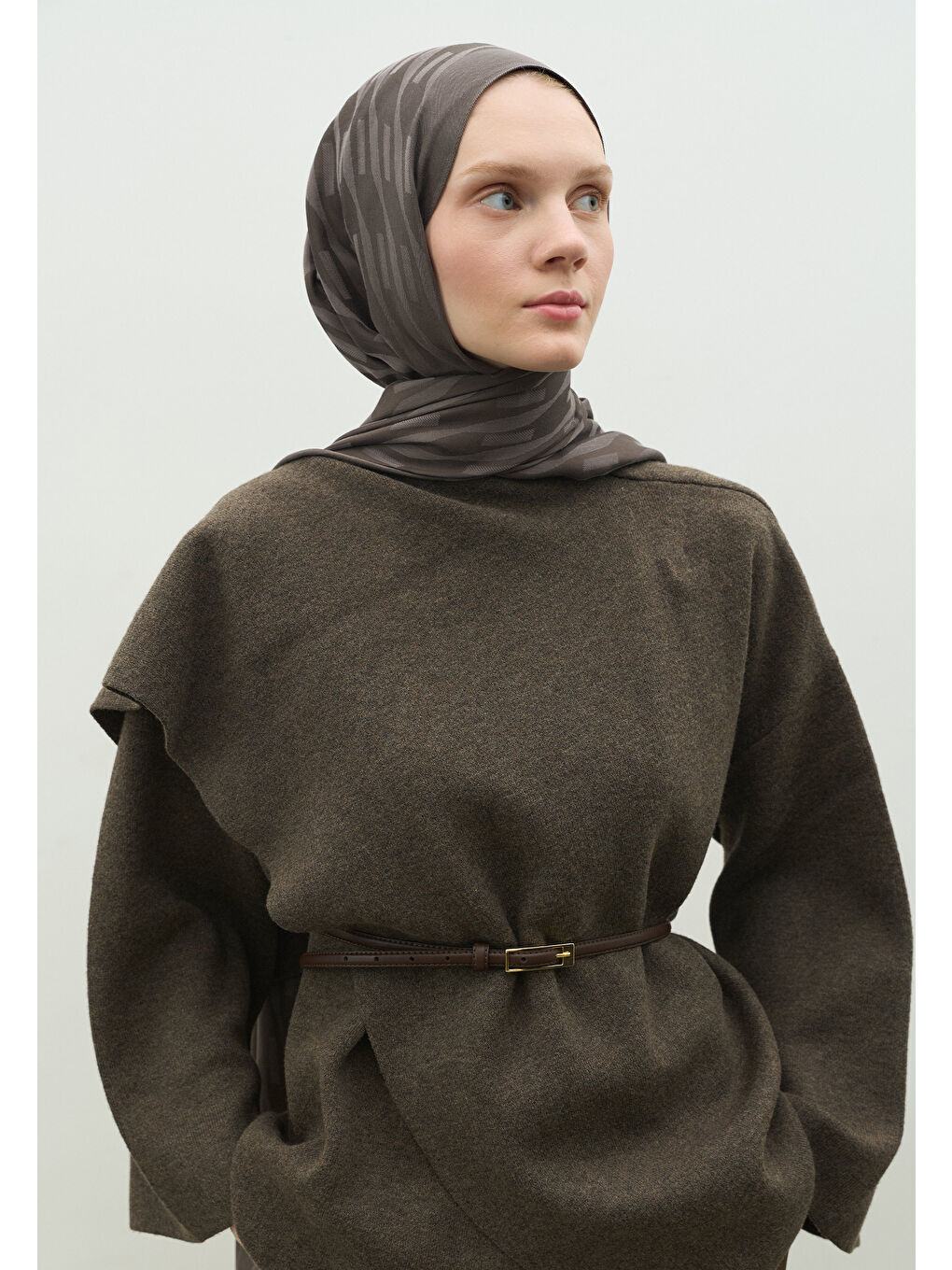 Gri NARA PAMUK FLOŞ JAKARLI ŞAL DUMAN-3