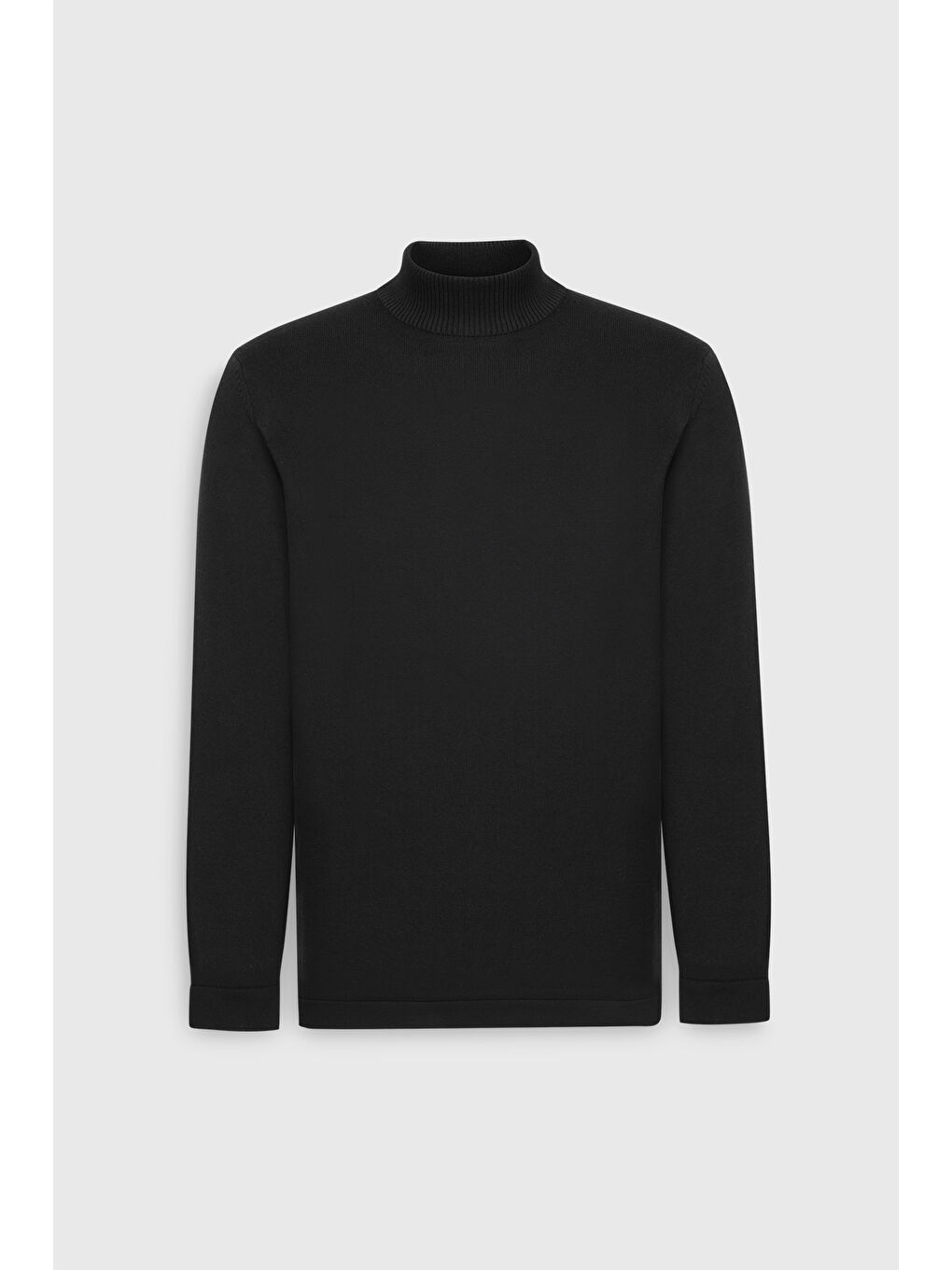 Erkek Siyah Standart Fit Normal Kesim Yarım Balıkçı Yaka Triko Kazak-6