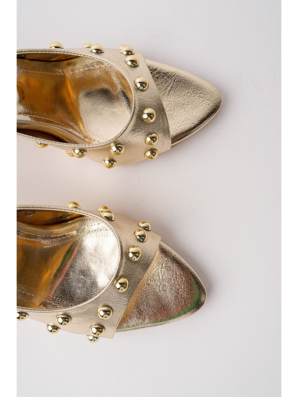 Sarı HELENA Kadın Zımbalı Sivri Burun Metal Detaylı Stiletto Topuklu Terlik-5