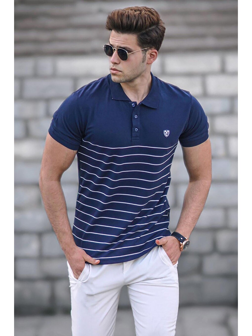 Lacivert Polo Yaka Erkek Tişört 5238