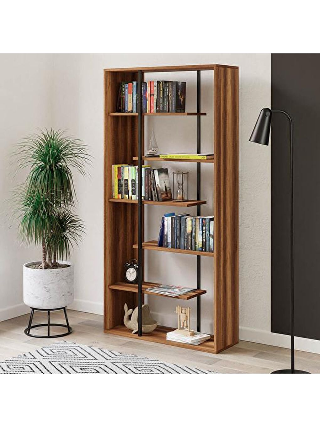 Kahverengi Labirent Kitaplık - Barok Ceviz-3