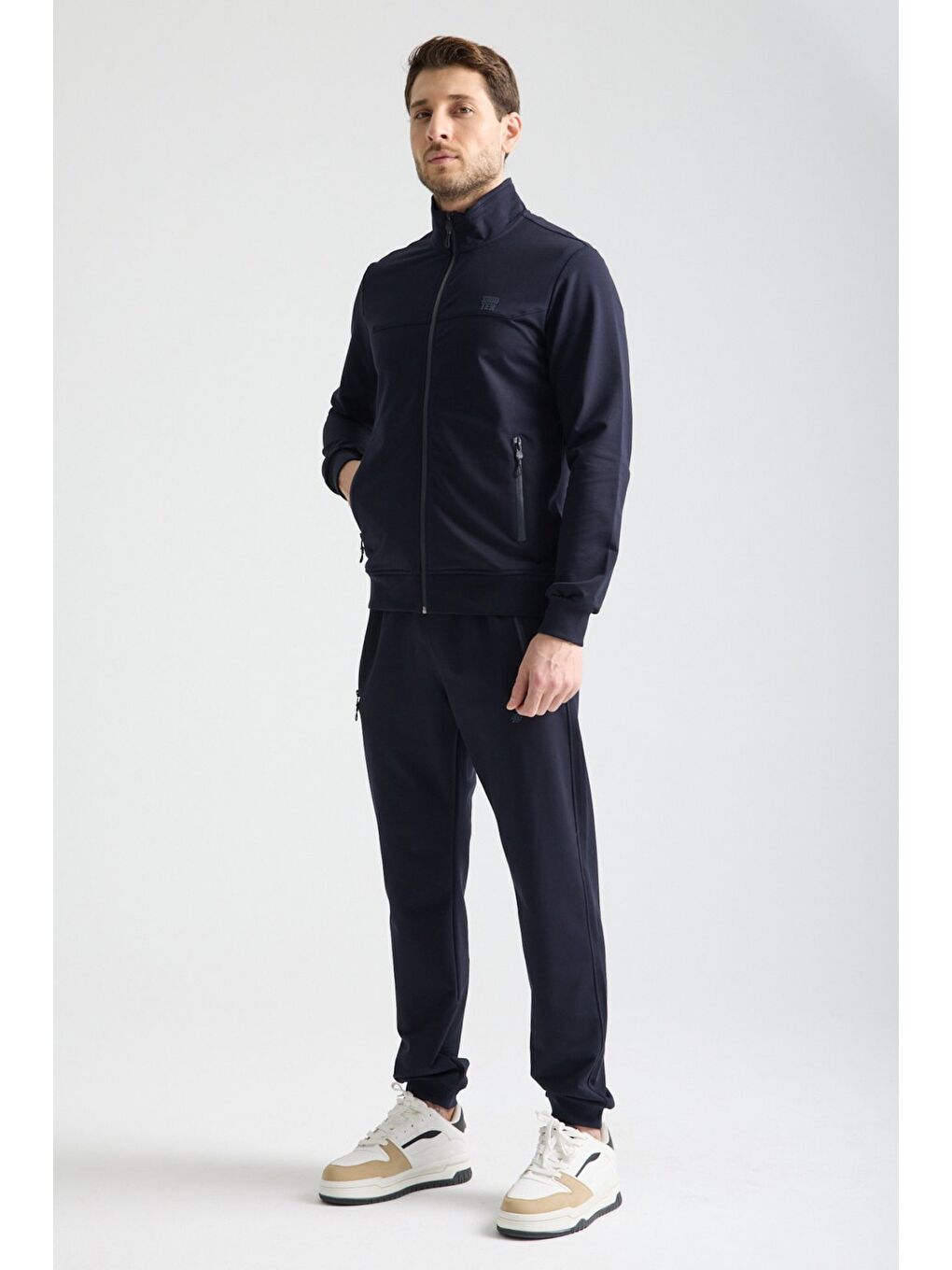 Lacivert  Erkek Luxe Eşofman Takımı Rahat Kalıp Manşetli Minimal Logo-1