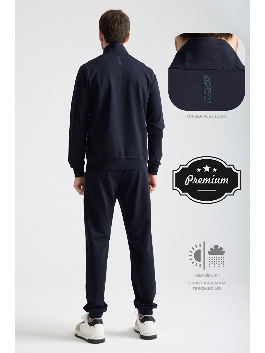 Lacivert  Erkek Luxe Eşofman Takımı Rahat Kalıp Manşetli Minimal Logo-2