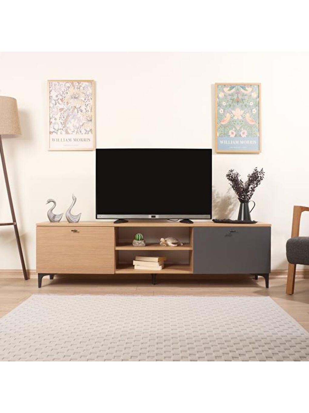 Karışık Alina Tv Ünitesi - Sepet / Antrasit / Yunus - 180 cm
