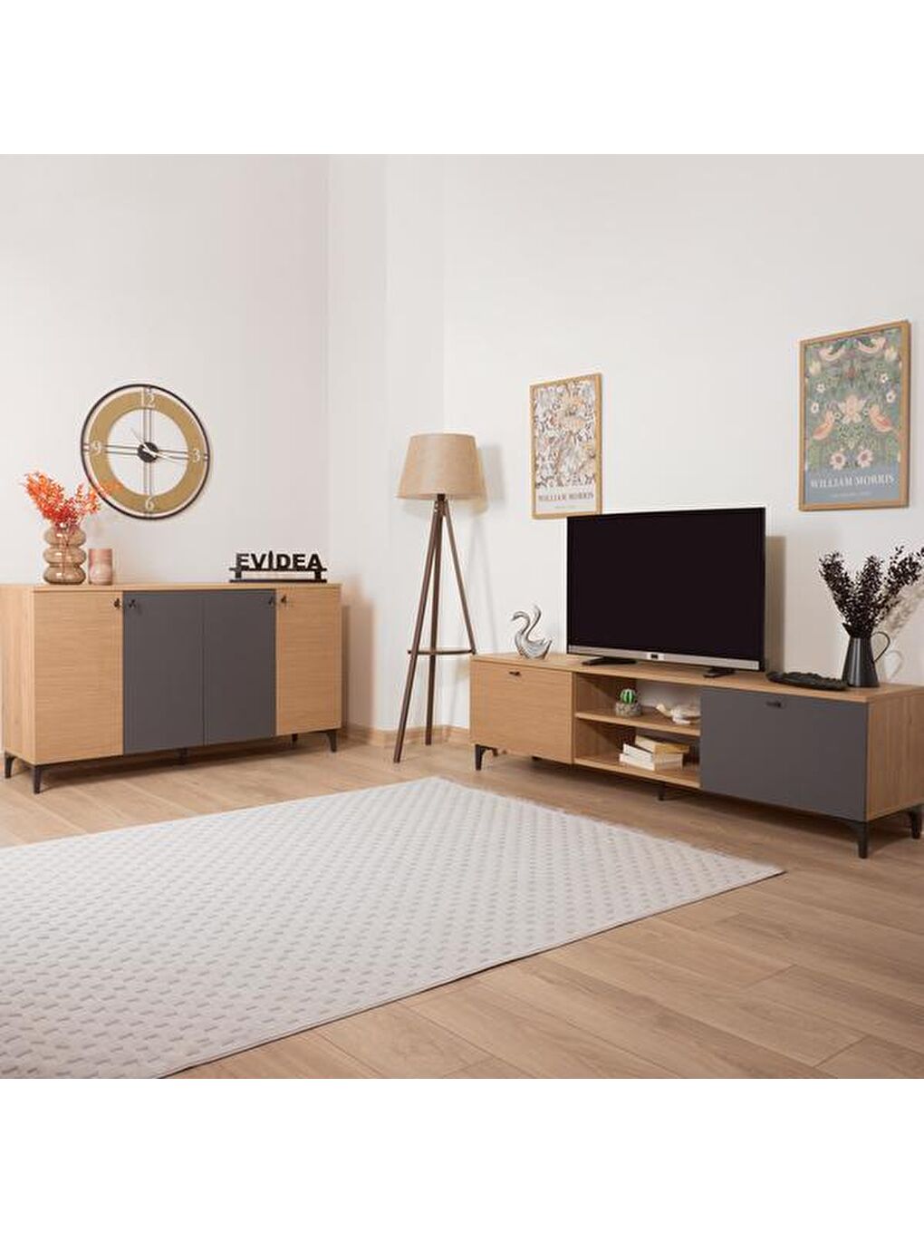 Karışık Alina Tv Ünitesi - Sepet / Antrasit / Yunus - 180 cm-7