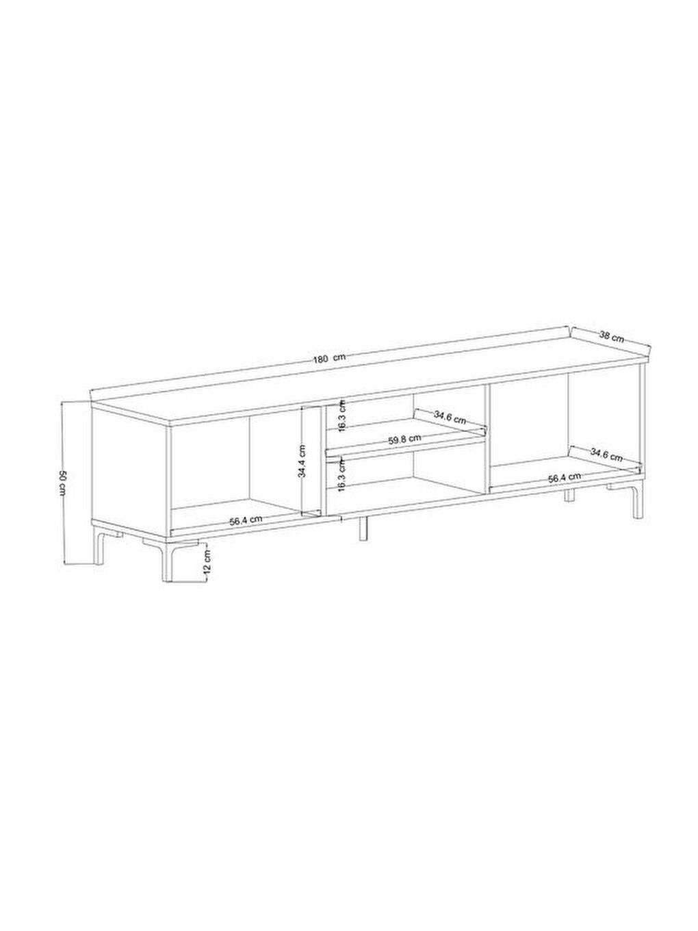 Karışık Alina Tv Ünitesi - Sepet / Antrasit / Yunus - 180 cm-8