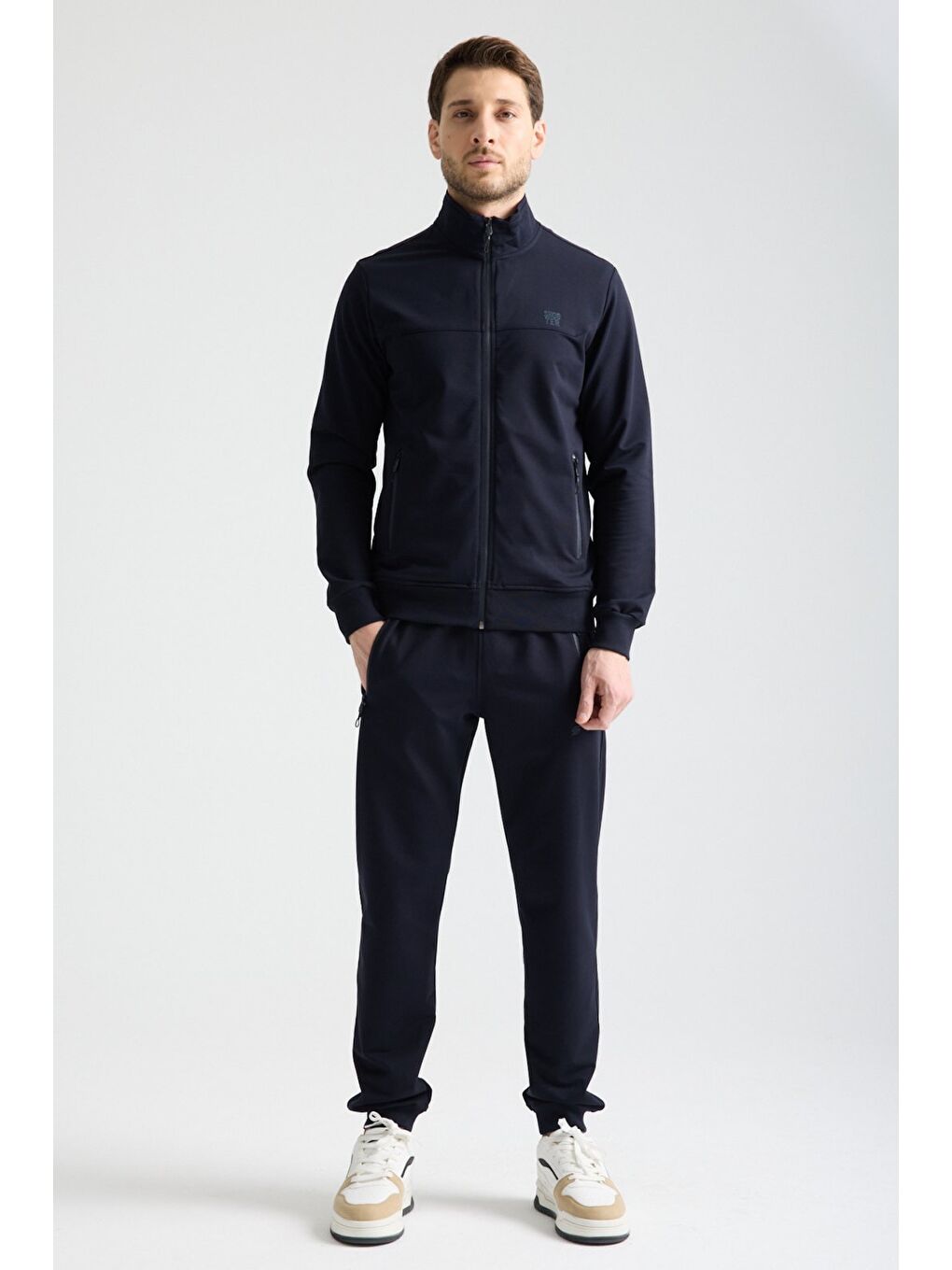 Lacivert  Erkek Luxe Eşofman Takımı Rahat Kalıp Manşetli Minimal Logo-6