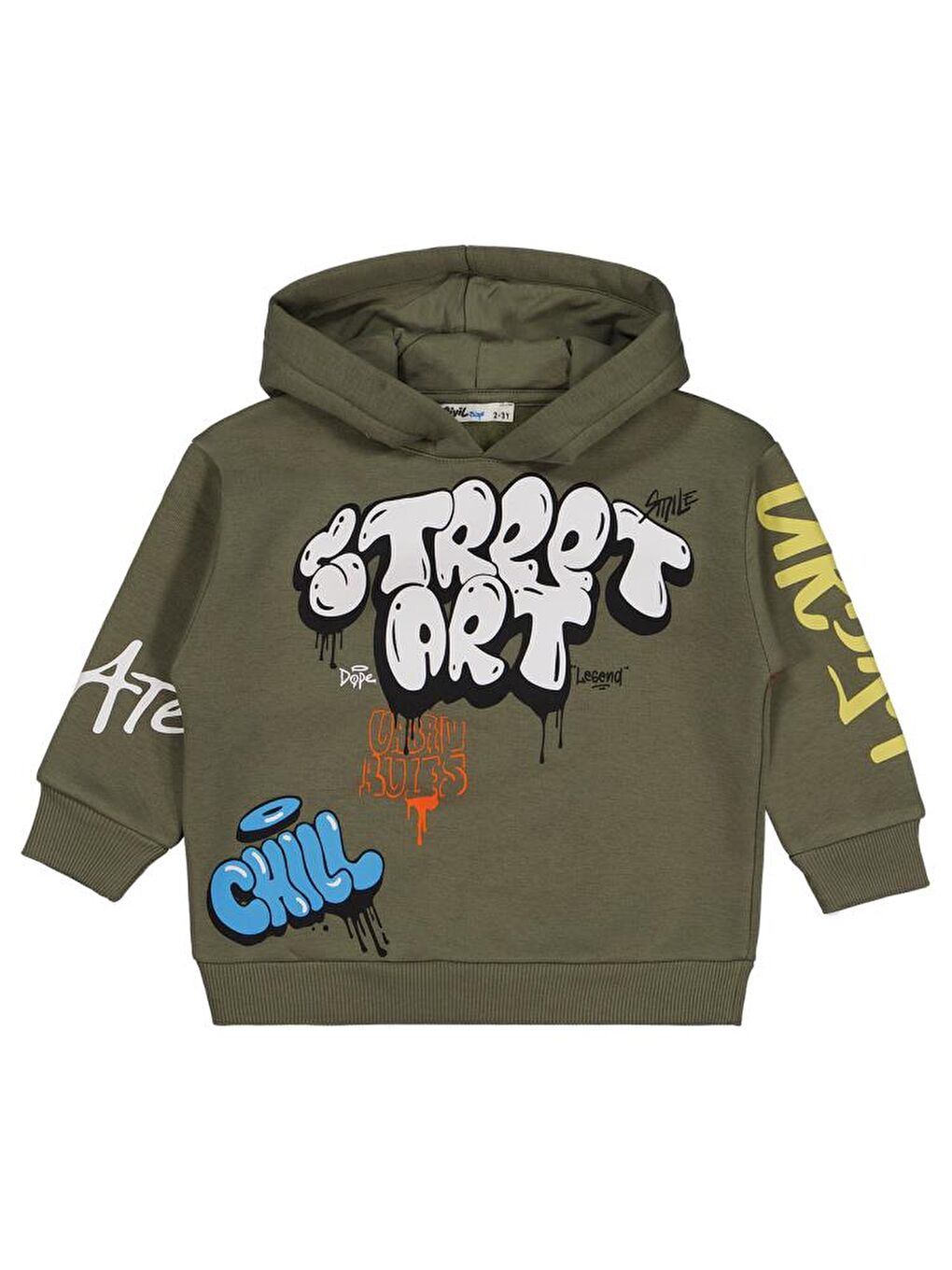 Haki Boys Street Art Baskılı 2-5 Yaş Sweatshirt-1