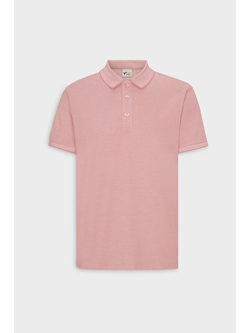 Erkek Pembe Beyaz Slim Fit Dar Kesim Kıvrılmaz Polo Yaka Kısa Kollu Tişört-2