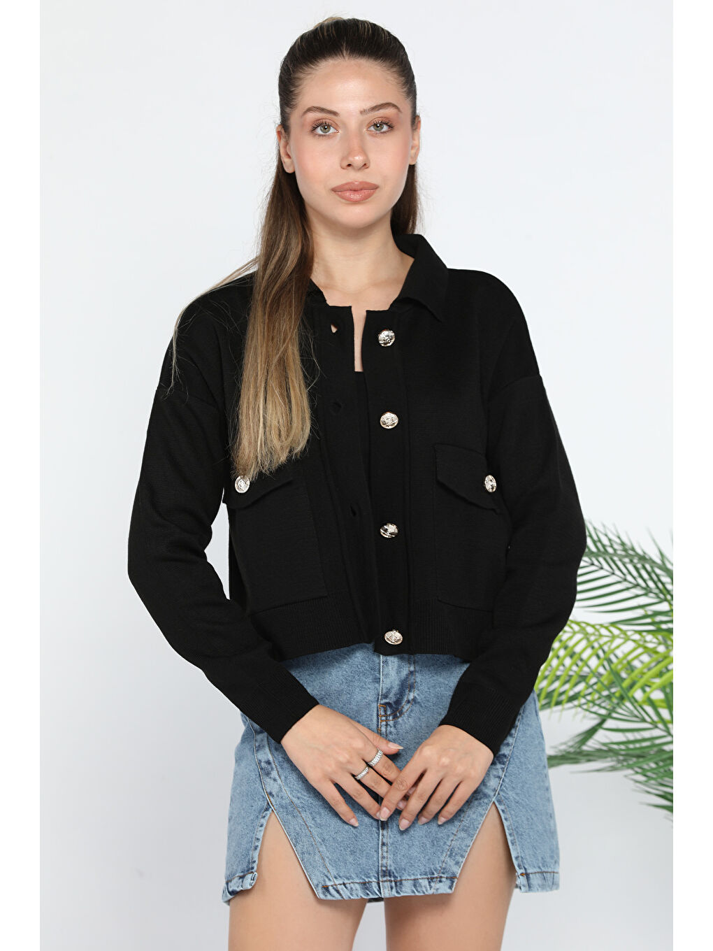 Siyah Kadın Triko Ceket Hırka (s-m-l Beden Uyumludur)