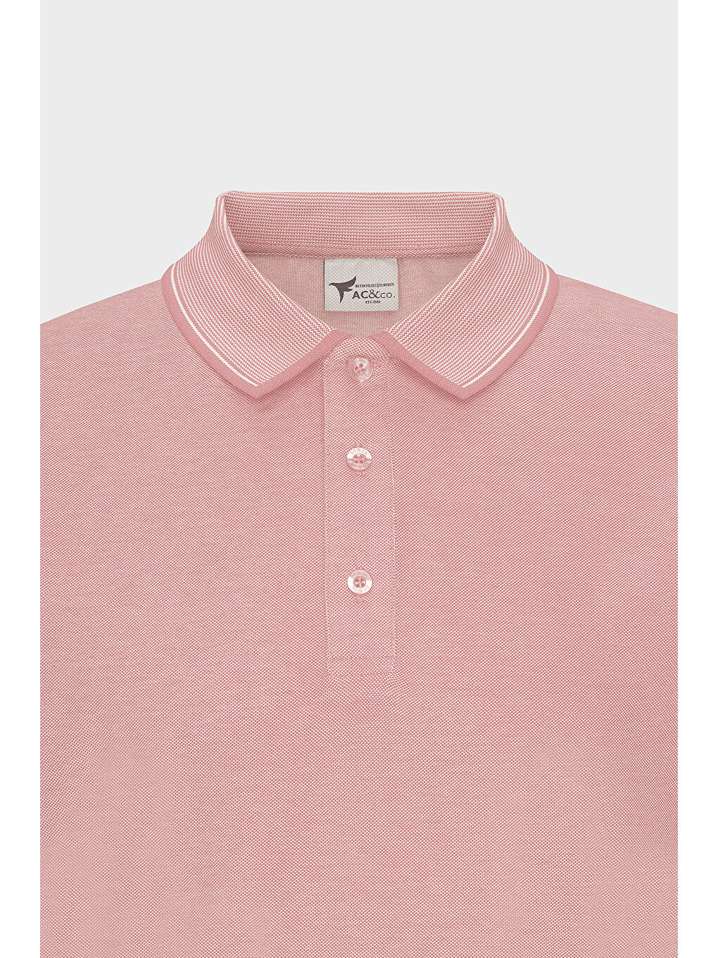 Erkek Pembe Beyaz Slim Fit Dar Kesim Kıvrılmaz Polo Yaka Kısa Kollu Tişört-3