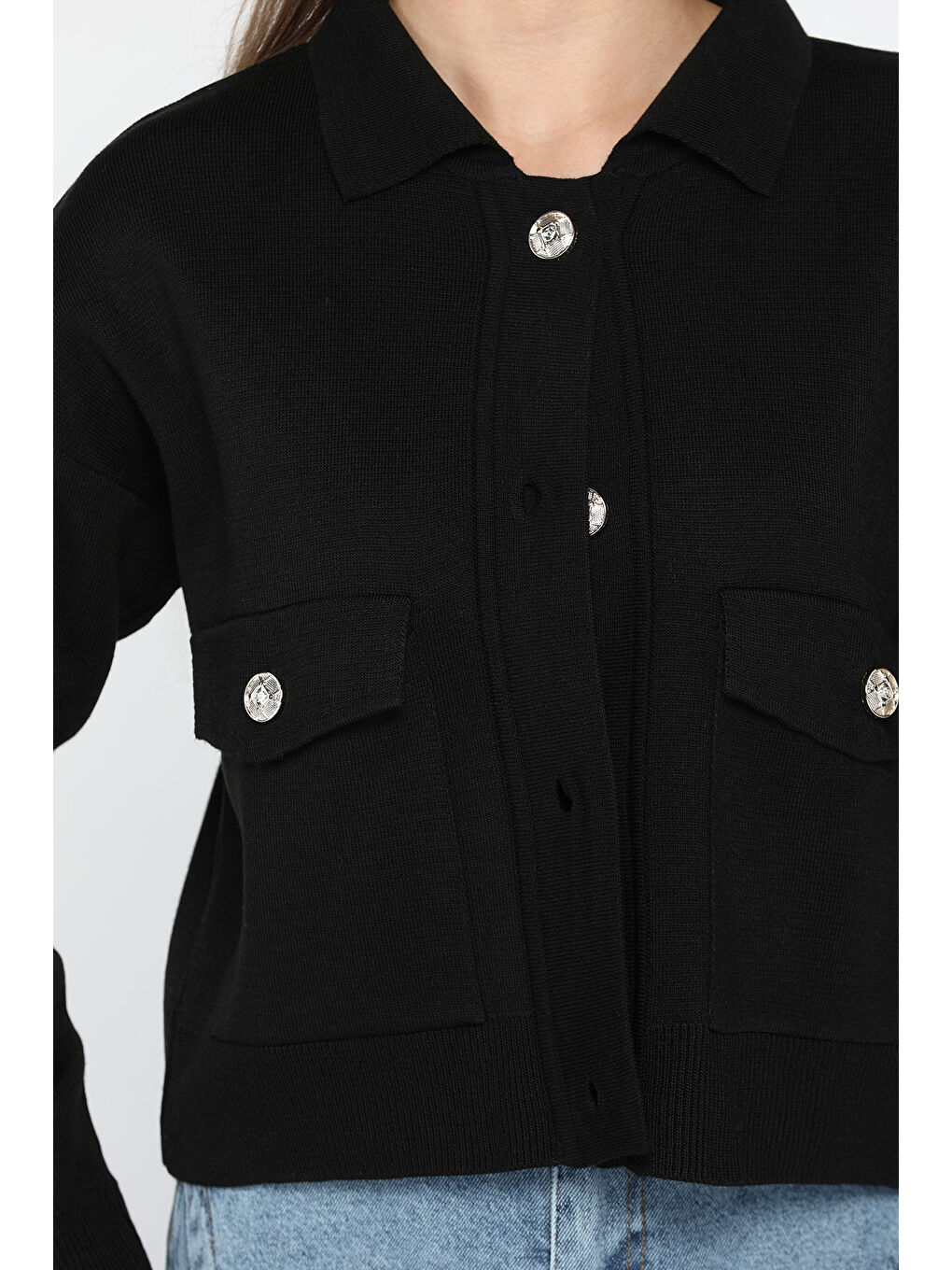 Siyah Kadın Triko Ceket Hırka (s-m-l Beden Uyumludur)-3