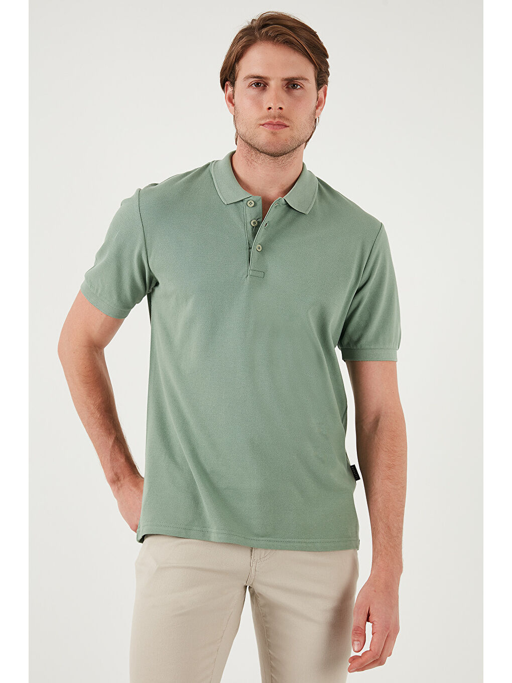 Yeşil Pamuklu Regular Fit Düğmeli Polo Yaka 5'li Paket %100 Pamuk Tişört 590211827S5-4