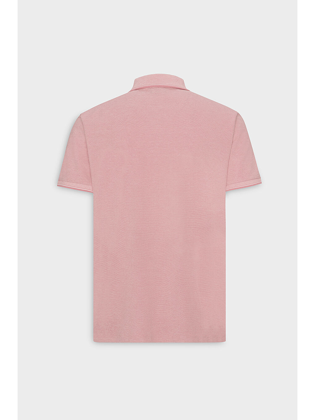 Erkek Pembe Beyaz Slim Fit Dar Kesim Kıvrılmaz Polo Yaka Kısa Kollu Tişört-5