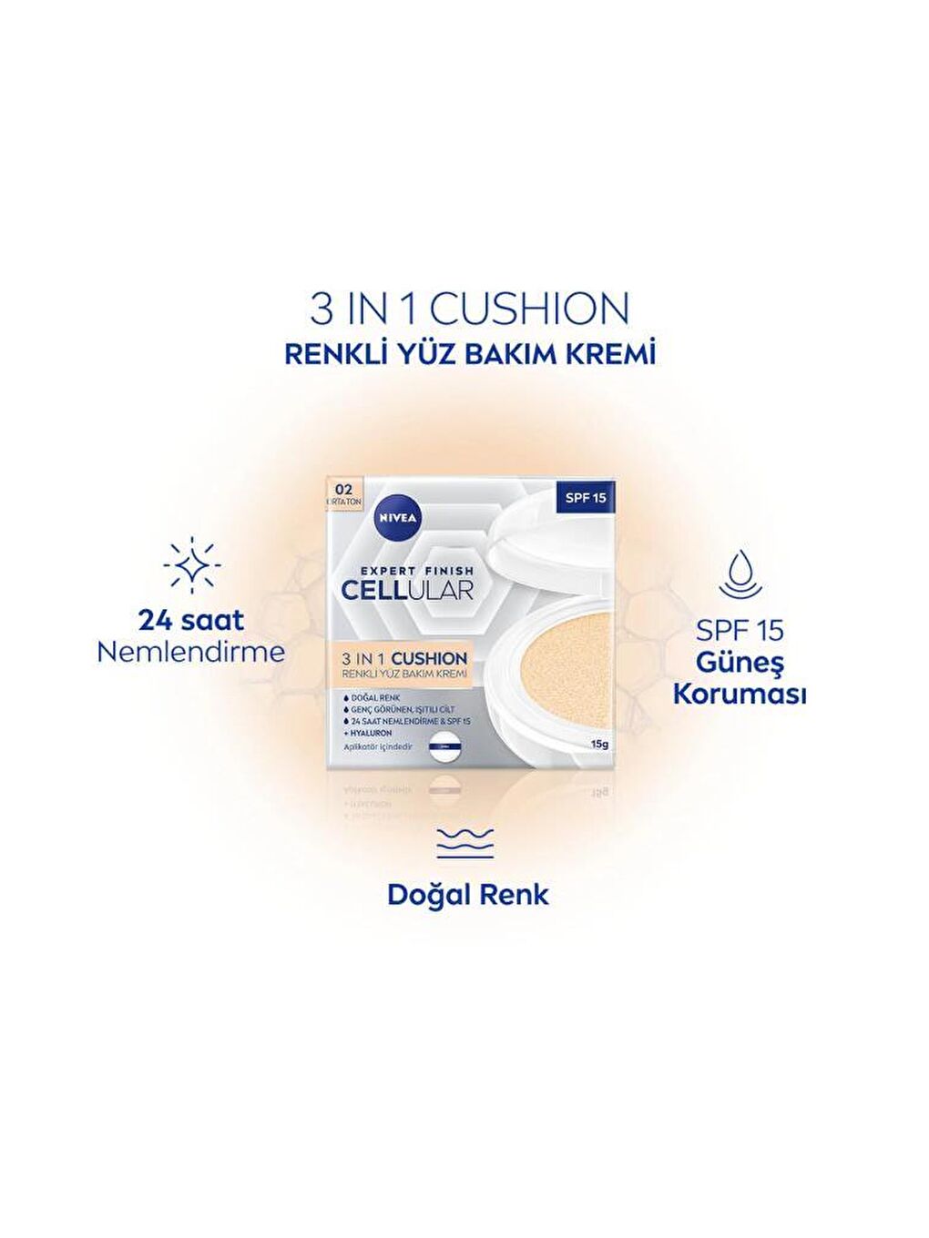 NIVEA Açık Bej NIVEA Cellular Expert Finish Cushion Renkli Yüz Bakım Kremi - 6