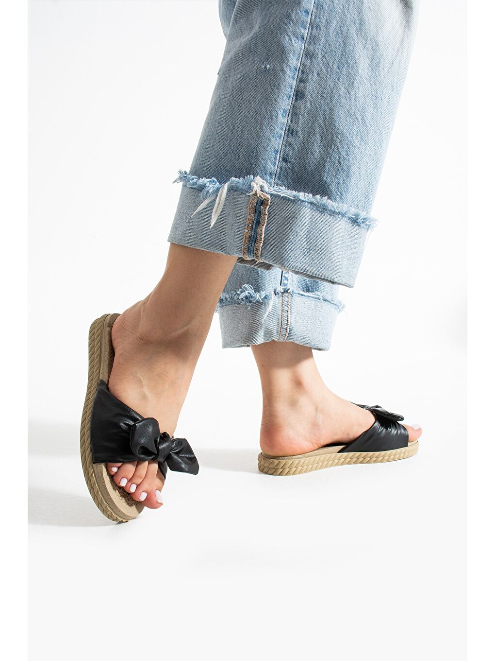 Siyah DORA Kurdale Kadın Terlik Kaymaz Taban Havuz Plaj Terliği Ev Terliği-1