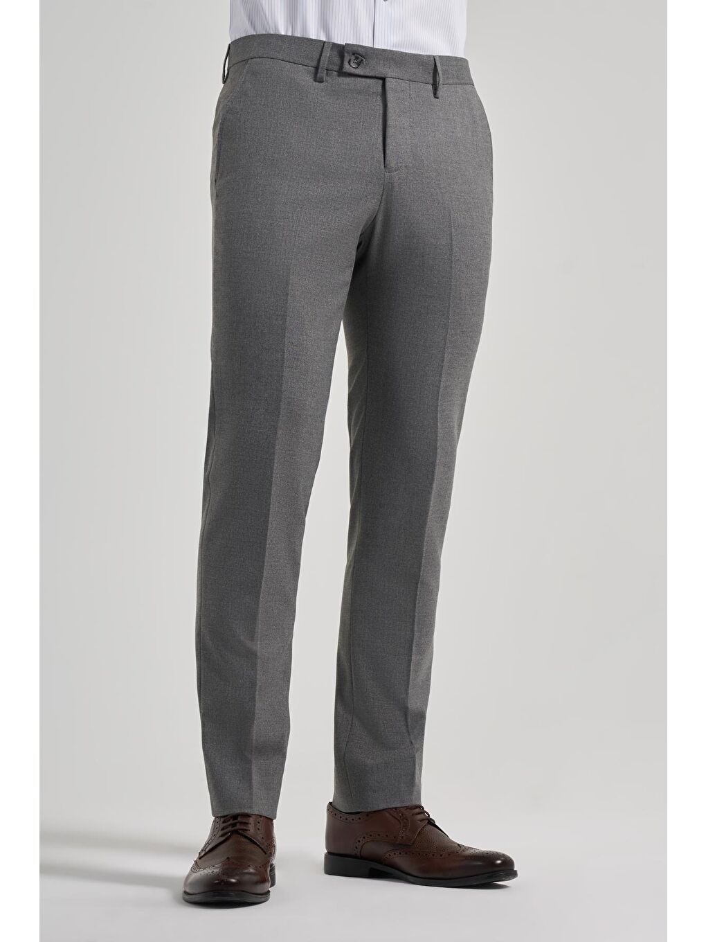 Gri Esnek Yandan Cepli Slim Fit Classic Erkek Pantolon 1003245909-2