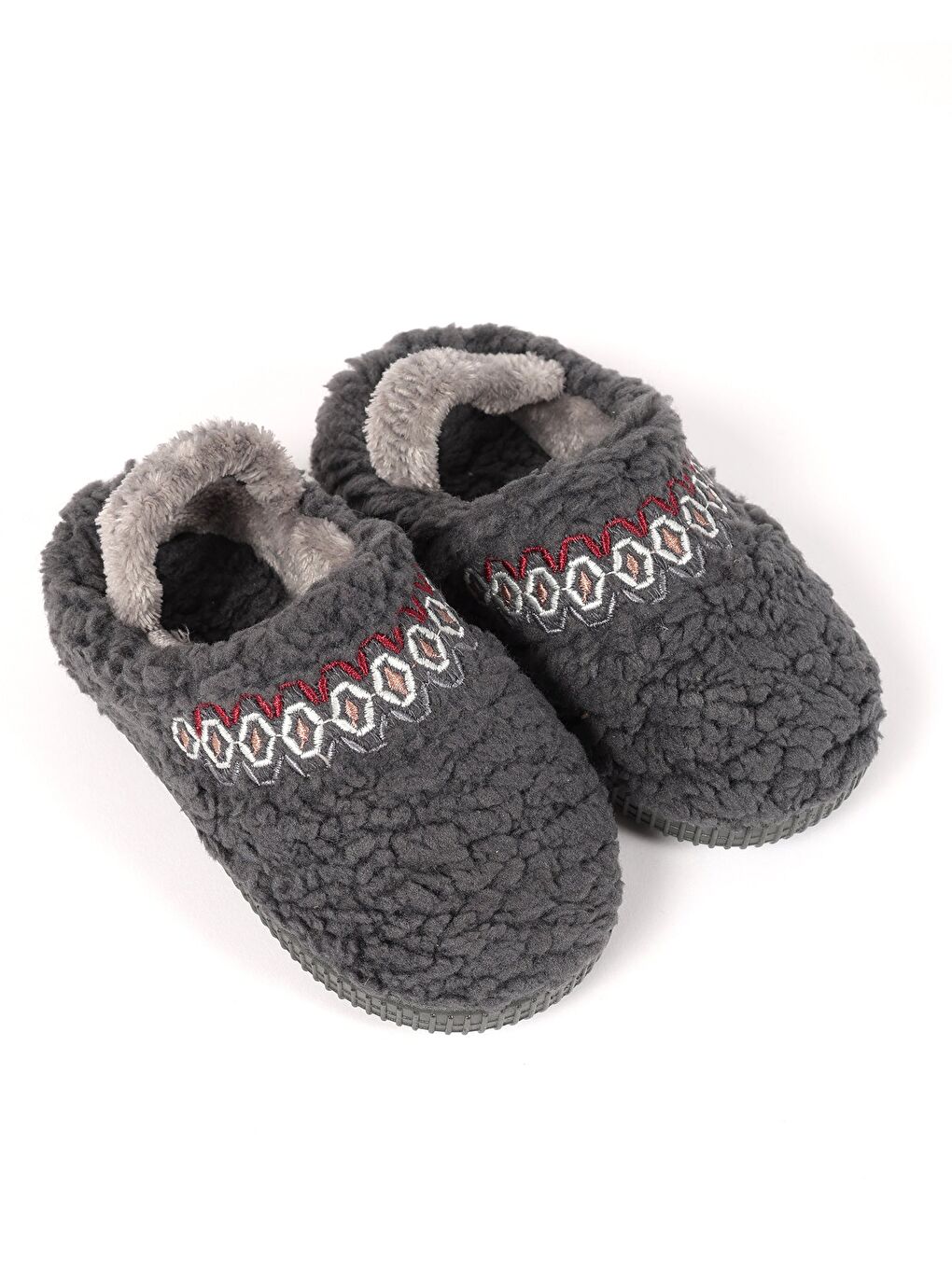 Çocuk Nakış Detaylı Antrasit Ev İçi Ayakkabı- Mahe