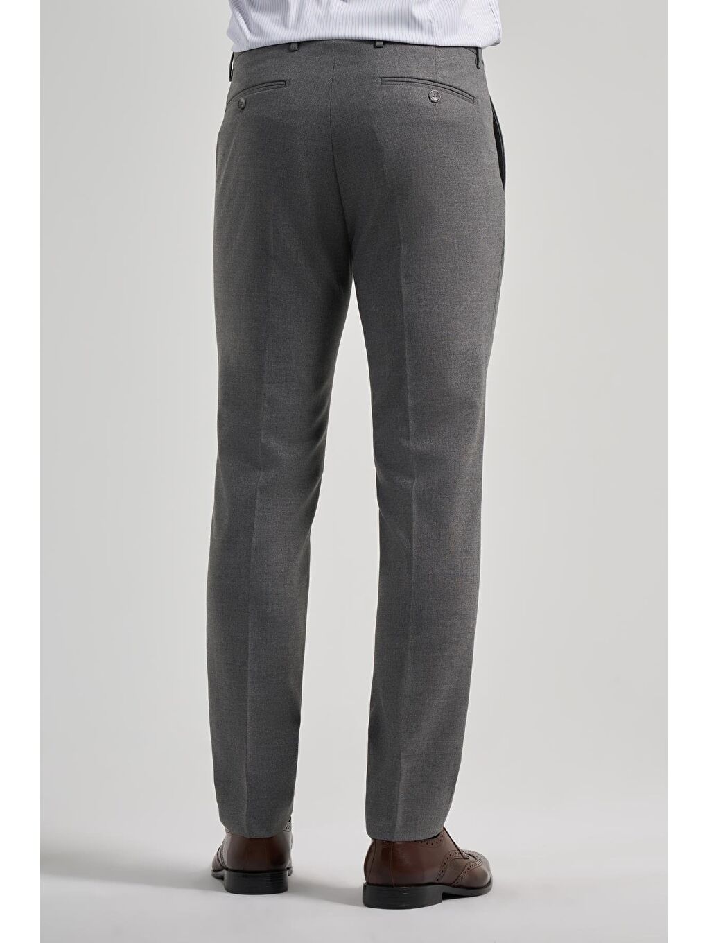 Gri Esnek Yandan Cepli Slim Fit Classic Erkek Pantolon 1003245909-3