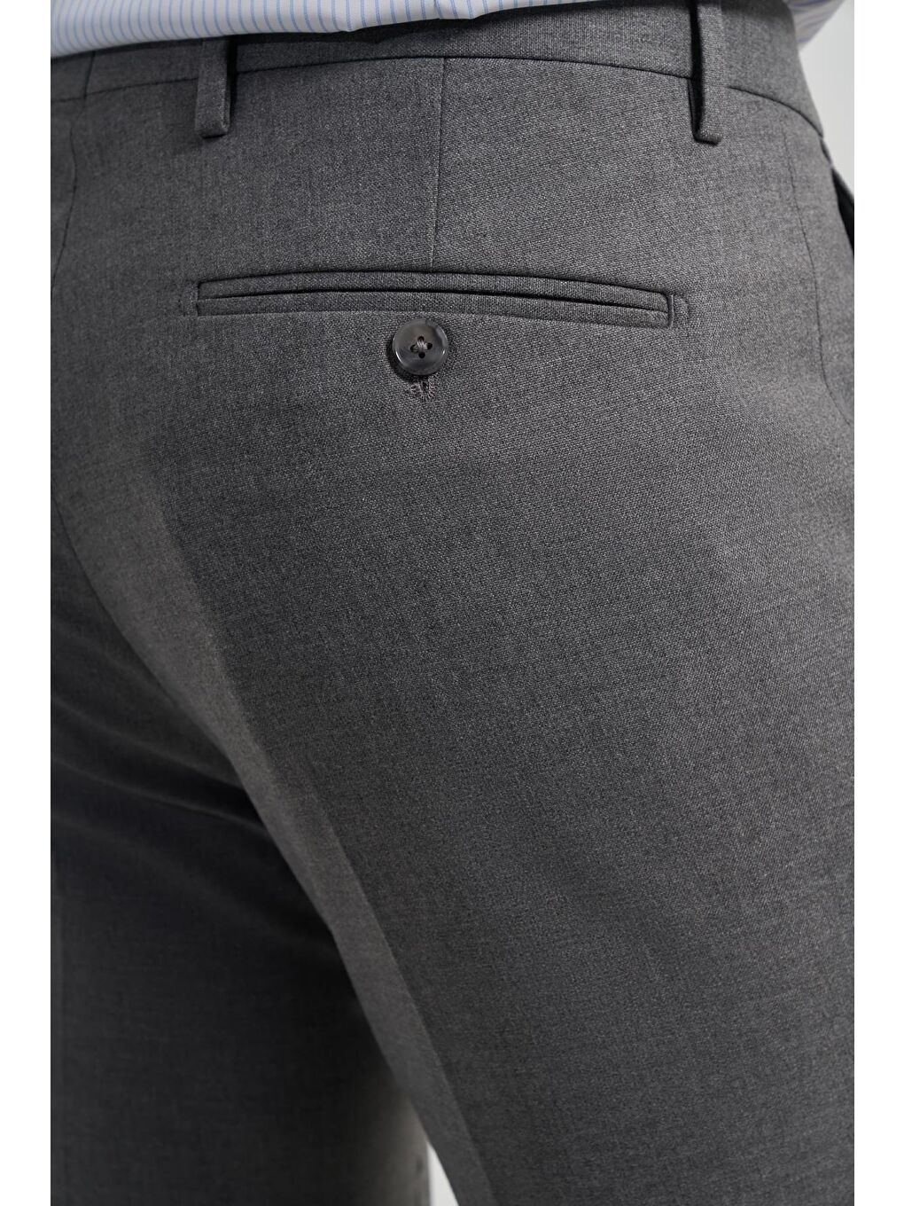 Gri Esnek Yandan Cepli Slim Fit Classic Erkek Pantolon 1003245909-4