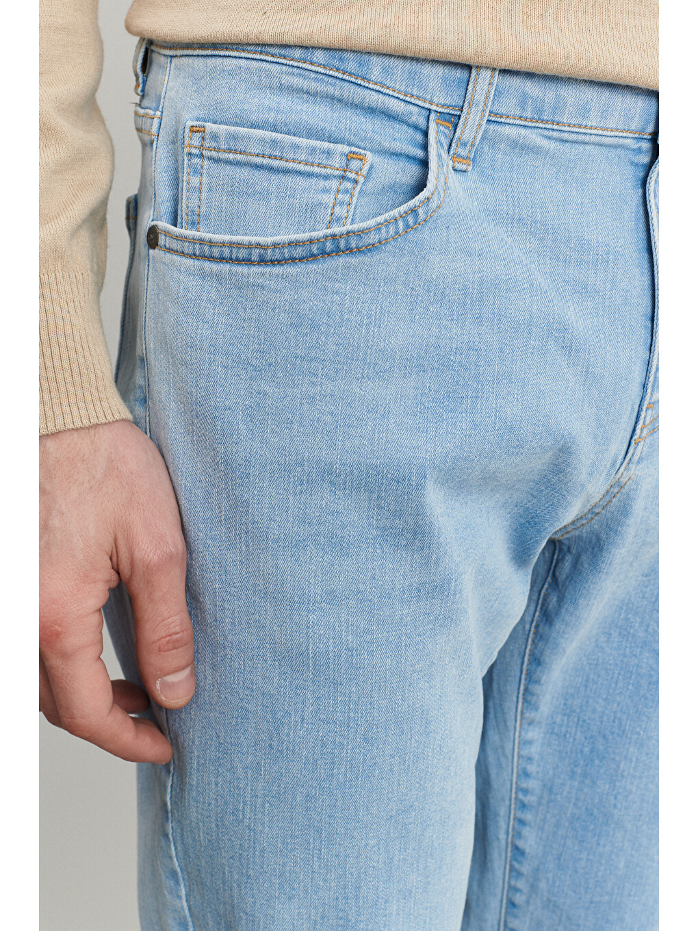Erkek Açık Mavi Slim Fit Dar Kesim Magic Denim Esnek Jean Pantolon-2