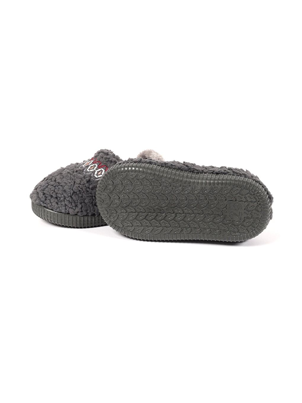 Çocuk Nakış Detaylı Antrasit Ev İçi Ayakkabı- Mahe-4