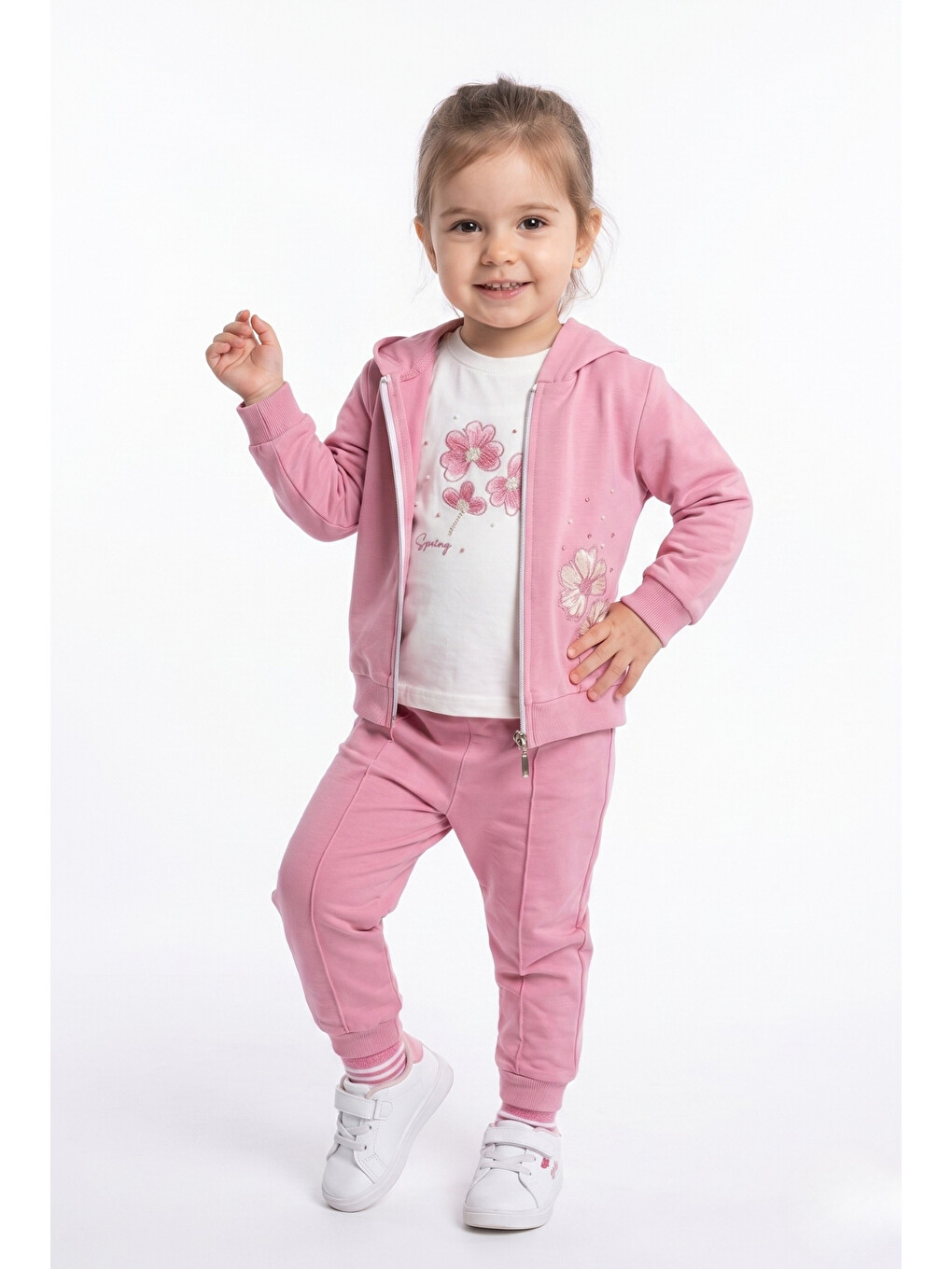 Pembe Kız Çocuk 3'lü Eşofman Takımı