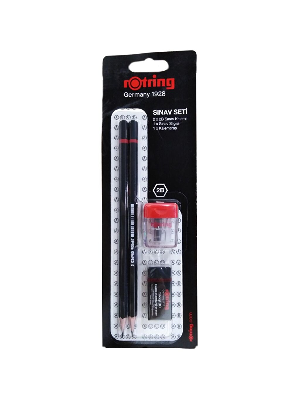 Rotring Siyah Exam Sınav Seti 2B Sınav Kalemi 2 li + Silgi + Kalemtıraş