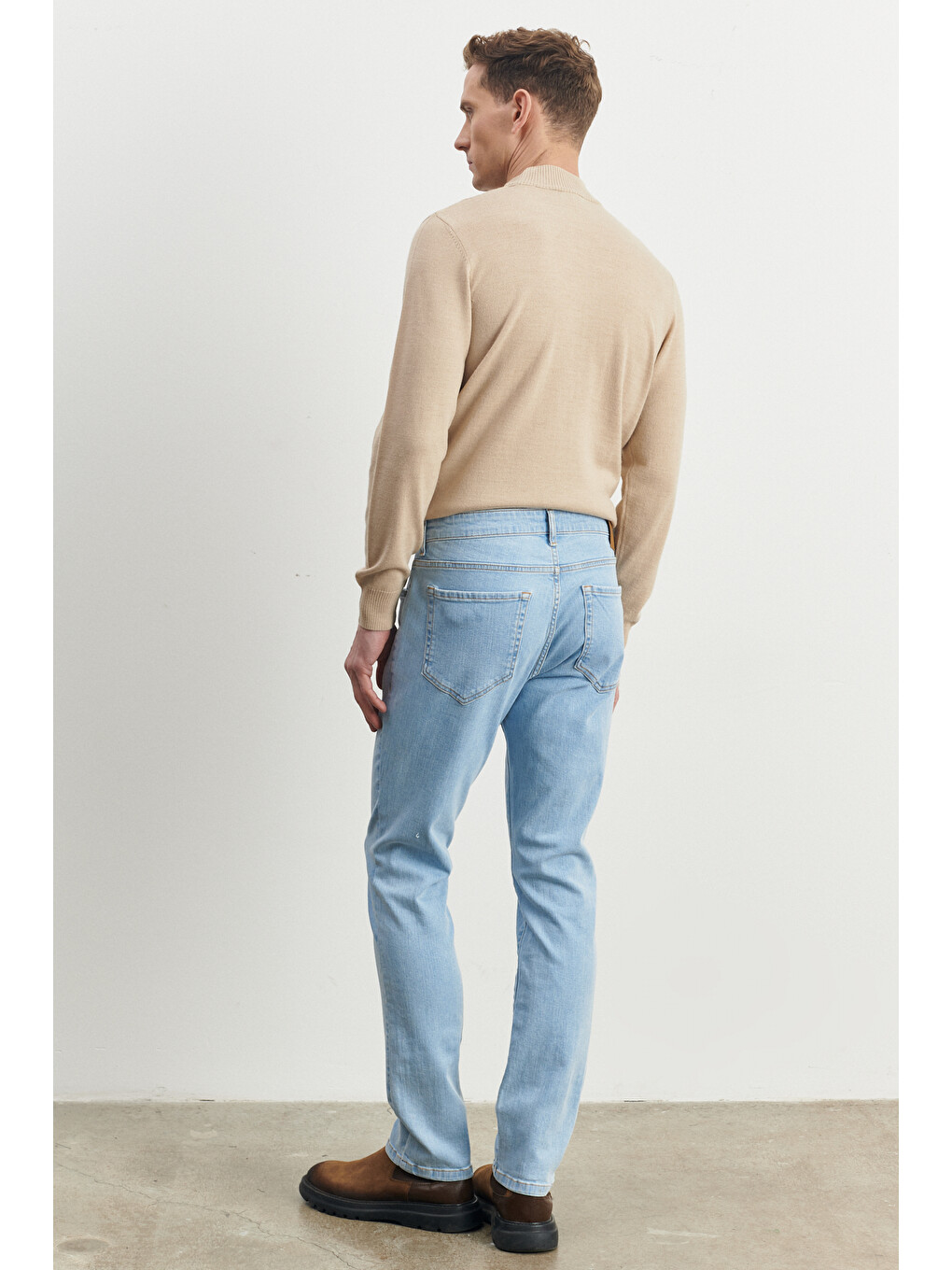 Erkek Açık Mavi Slim Fit Dar Kesim Magic Denim Esnek Jean Pantolon-3