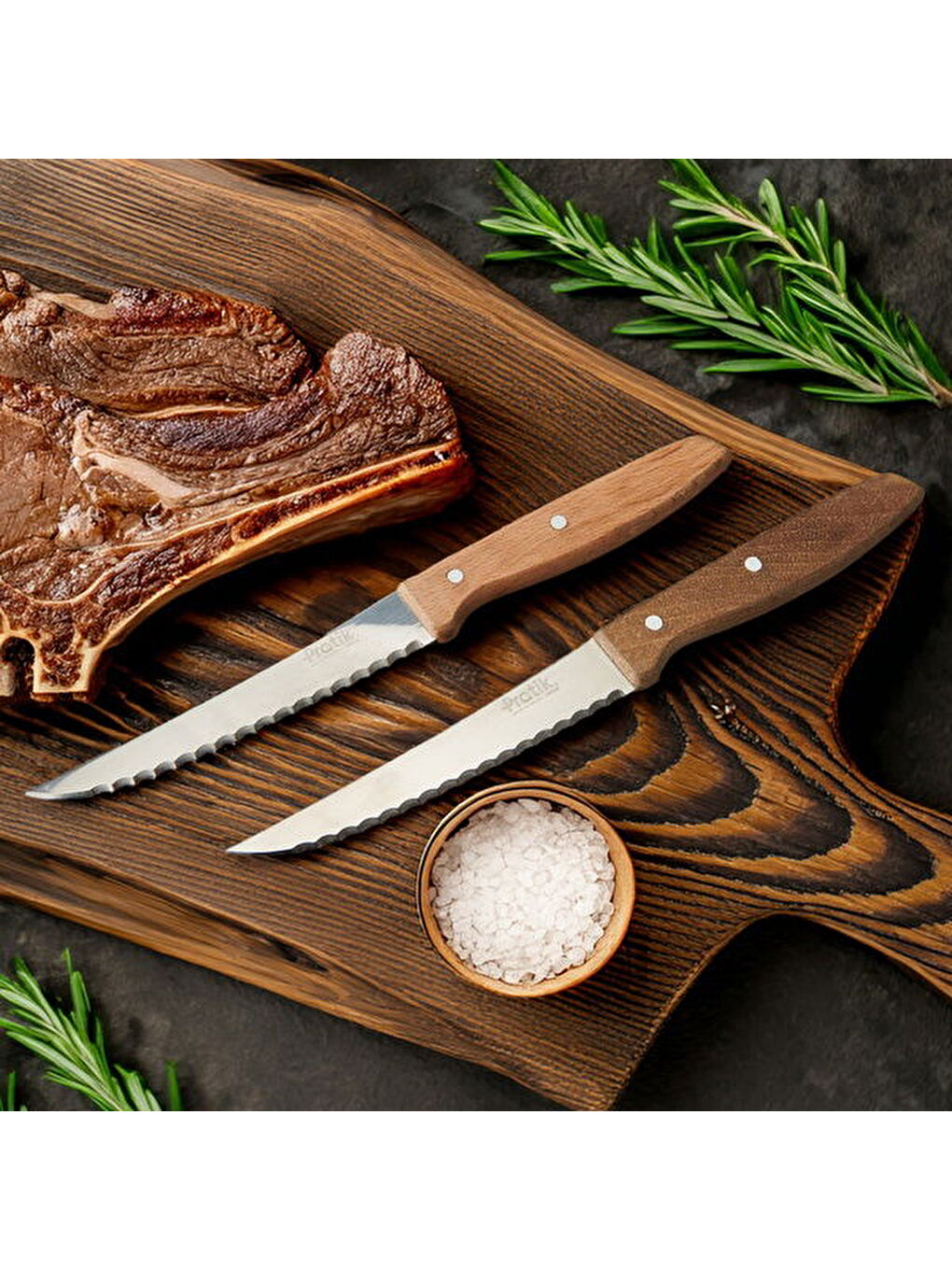 2'li Steak Bıçağı - Kahverengi - 19 cm