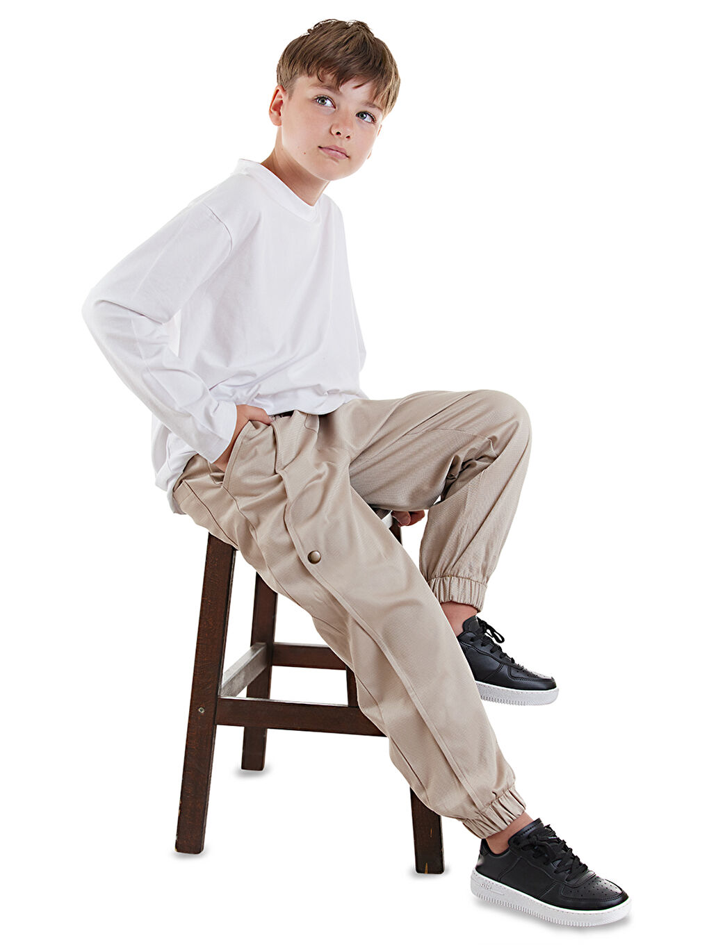 Erkek Çocuk Bej Gabardin Pantolon-4