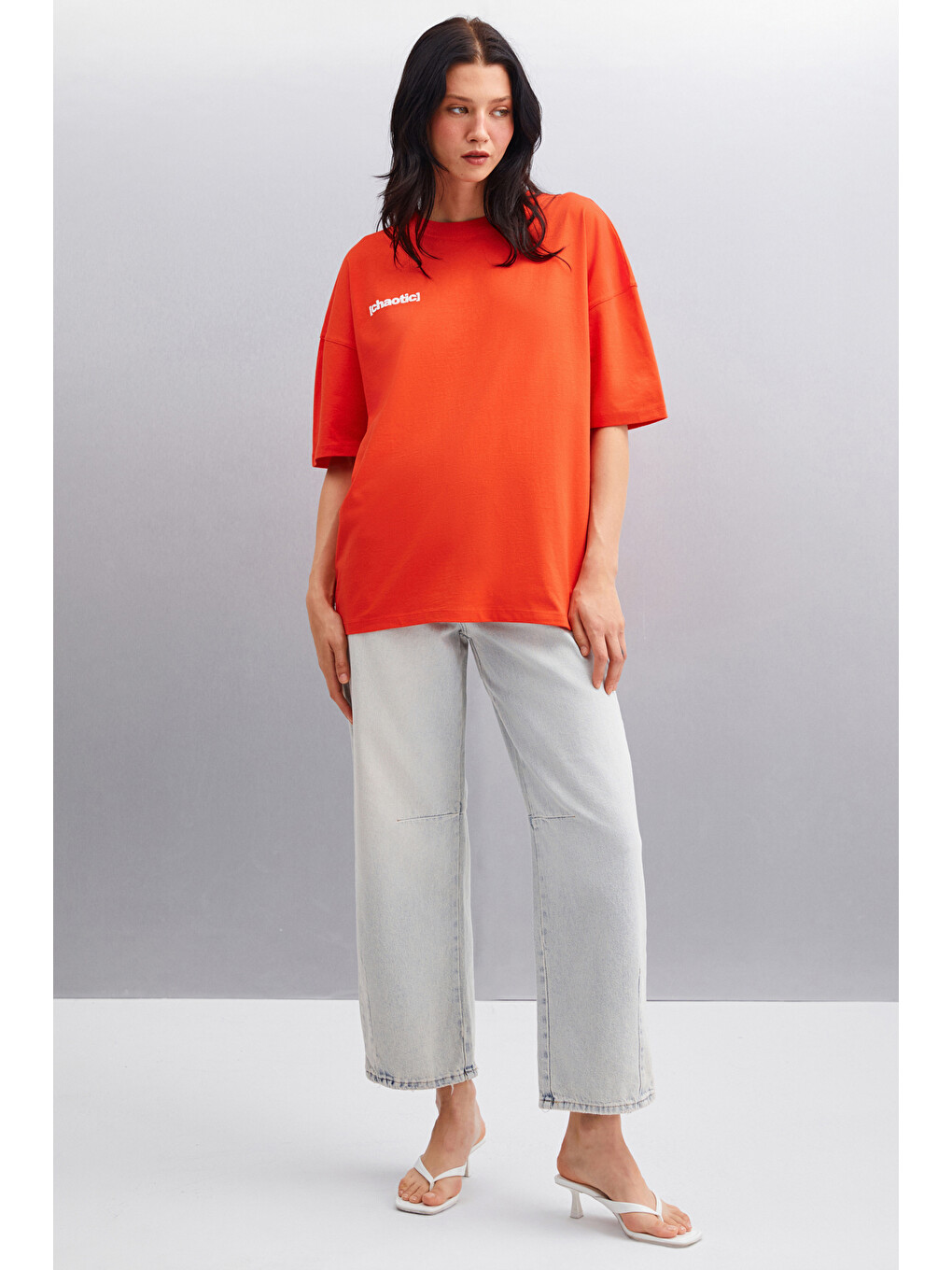 Kırmızı ARCADIA Kadın %100 Pamuk Arka ve Önü Yazi Detaylı Baskılı Slim KIRMIZI T-Shirt-5