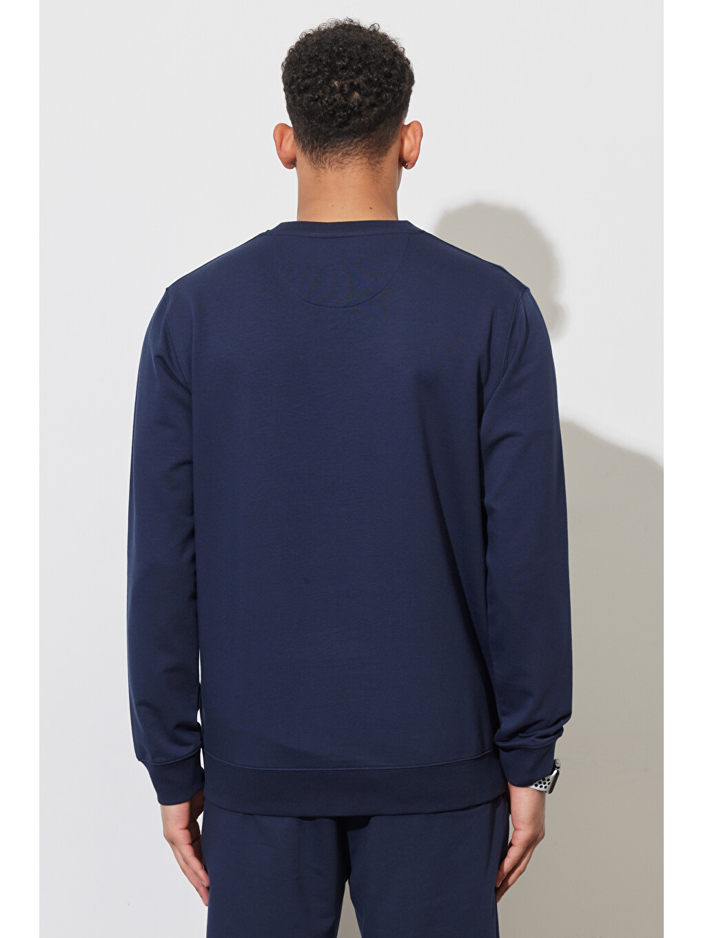 Erkek Lacivert Standart Fit Normal Kesim Bisiklet Yaka Sweatshirt-4