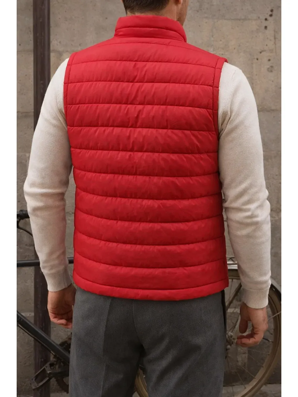 Erkek Kışlık Kolsuz Trend Astarlı Kırmızı Şişme Yelek-5