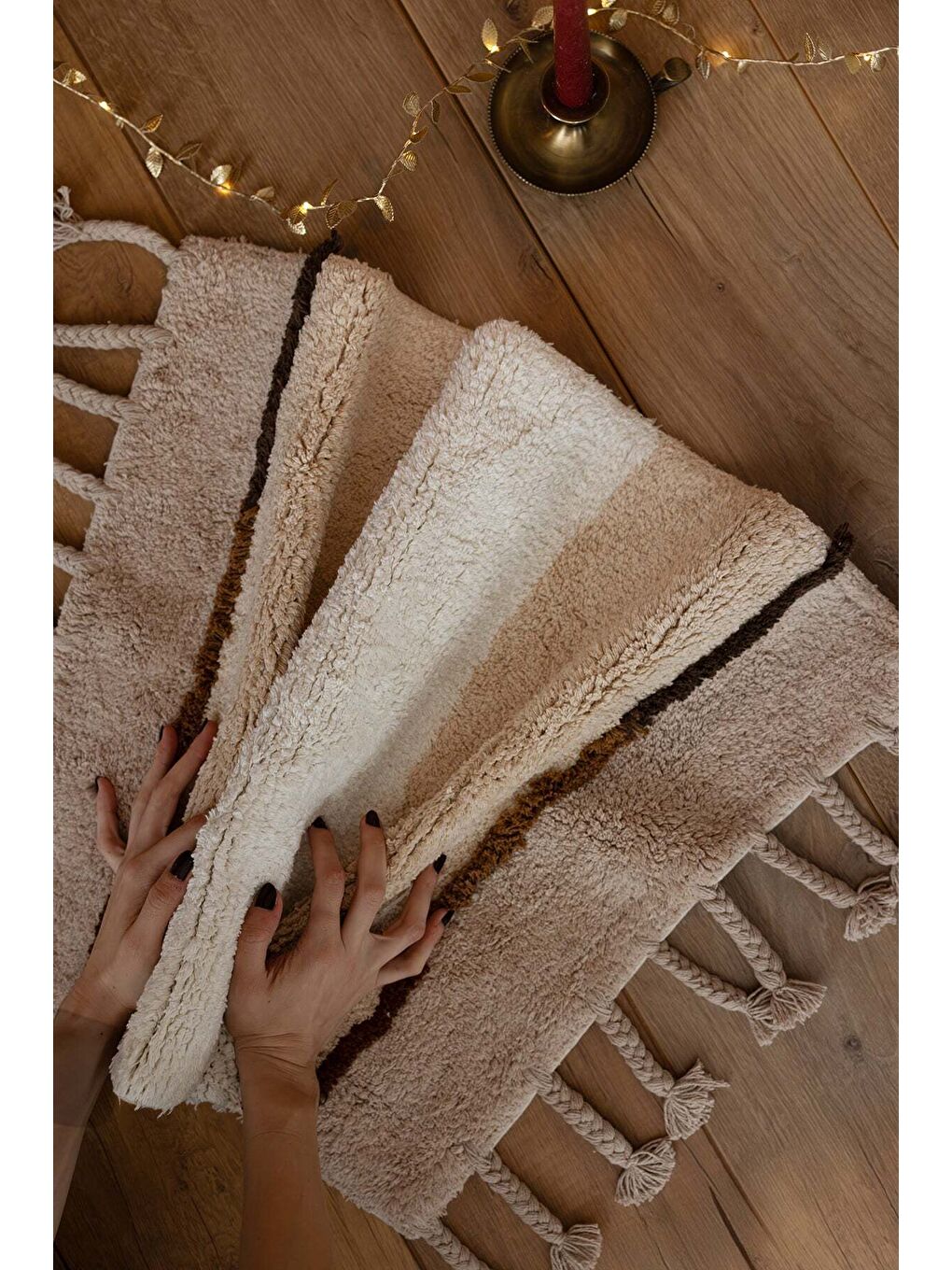 Marble Tekli Banyo Paspası %100 Pamuk 60x100 Kahverengi-1