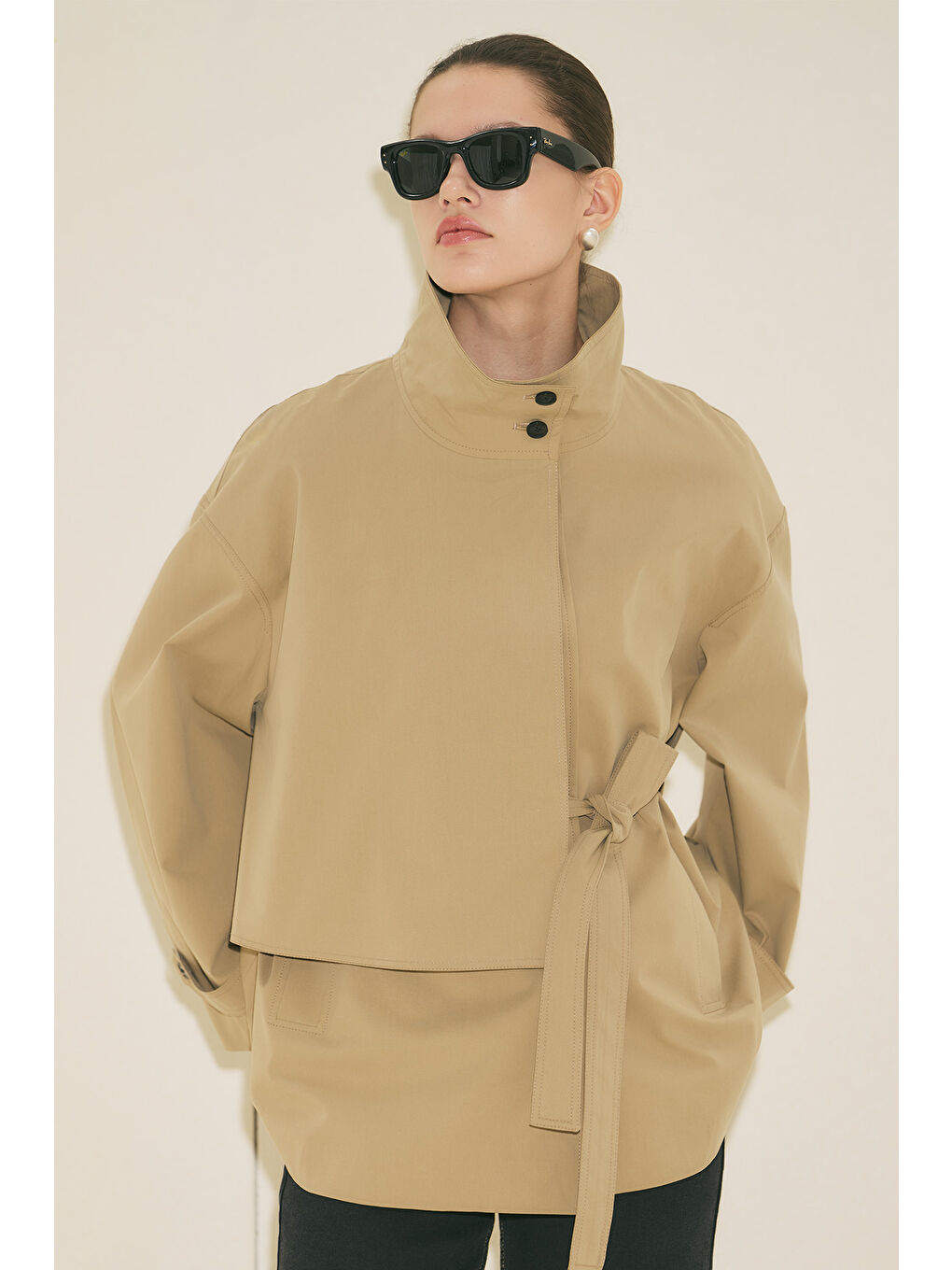 Bej Rıa Tasarım Trençkot Kum-1