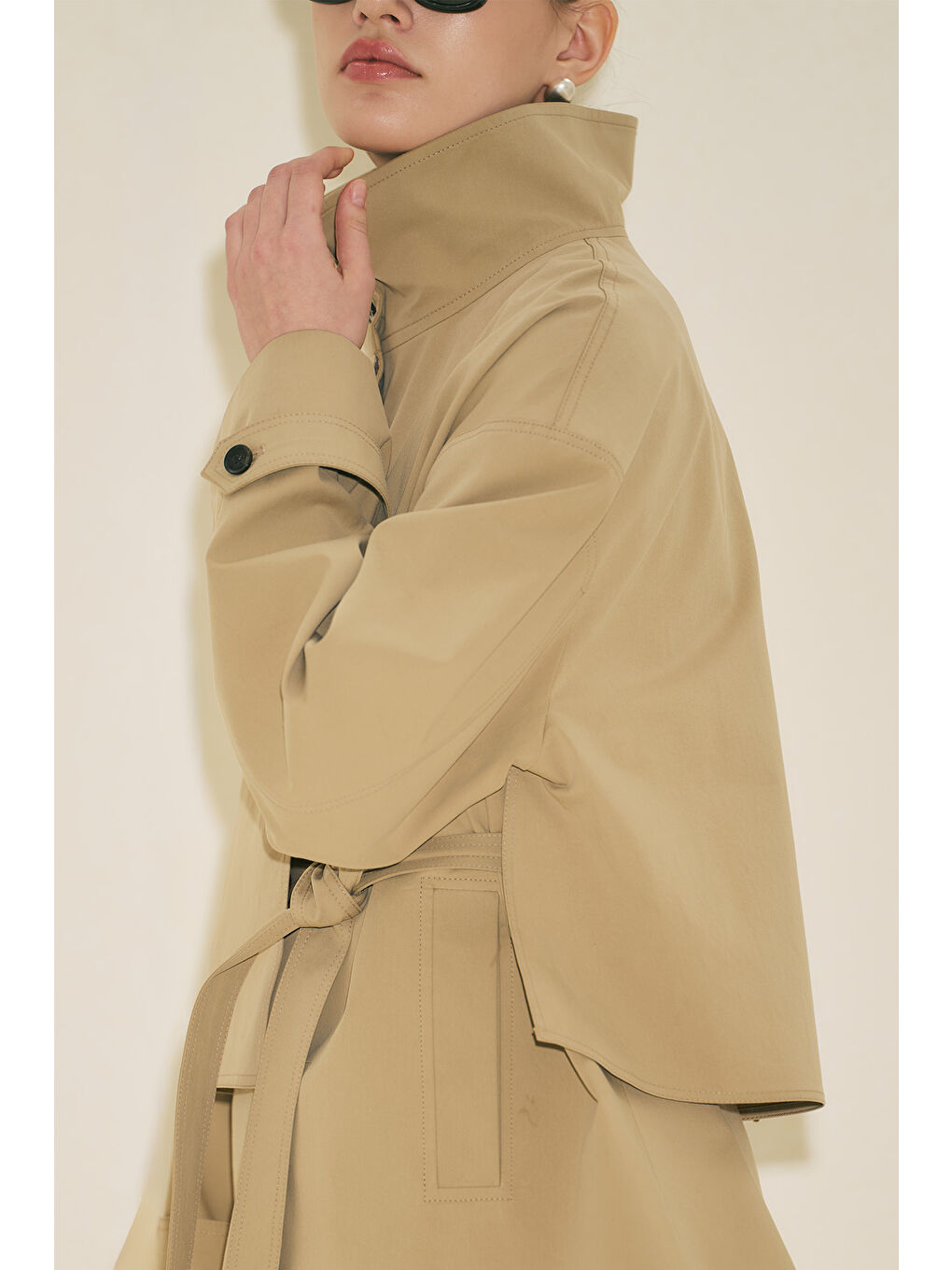 Bej Rıa Tasarım Trençkot Kum-2