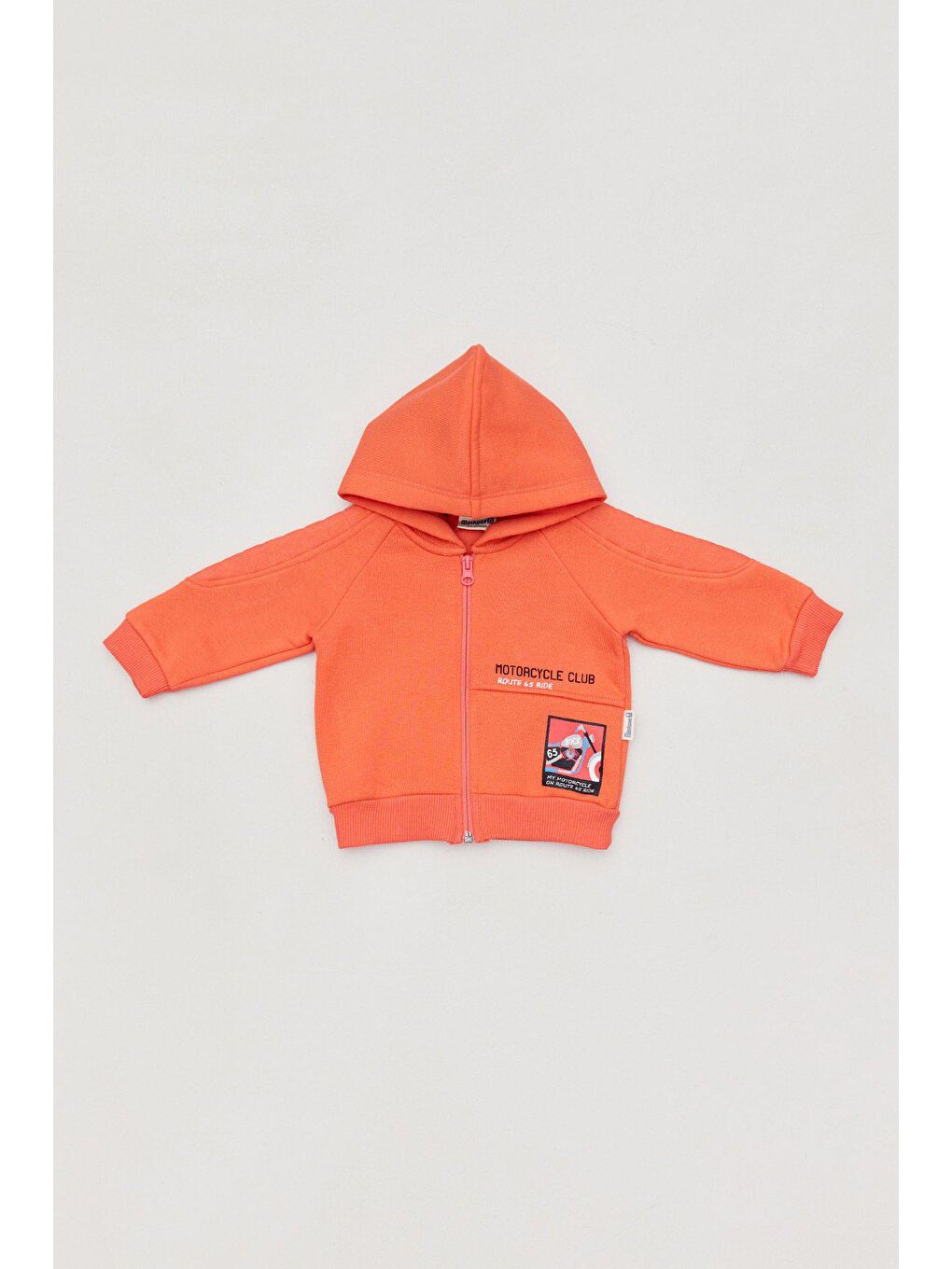 Mercan Baskılı Kapüşonlu Erkek Bebek Fermuarlı Sweatshirt