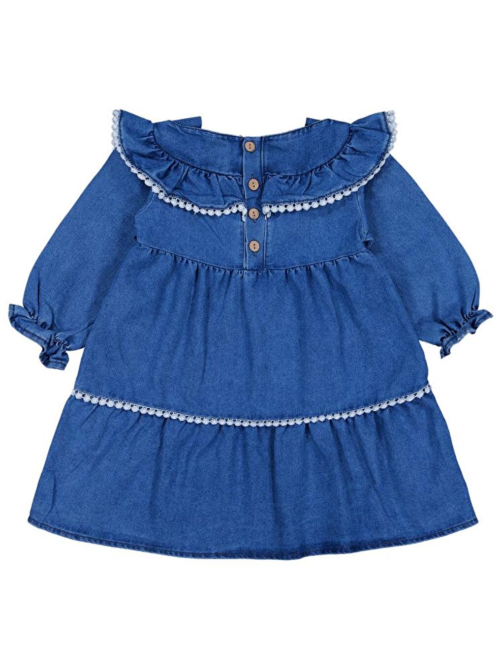 Baby Çiçek Nakışlı 6-18 Ay Elbise - Mavi 12-18 Ay