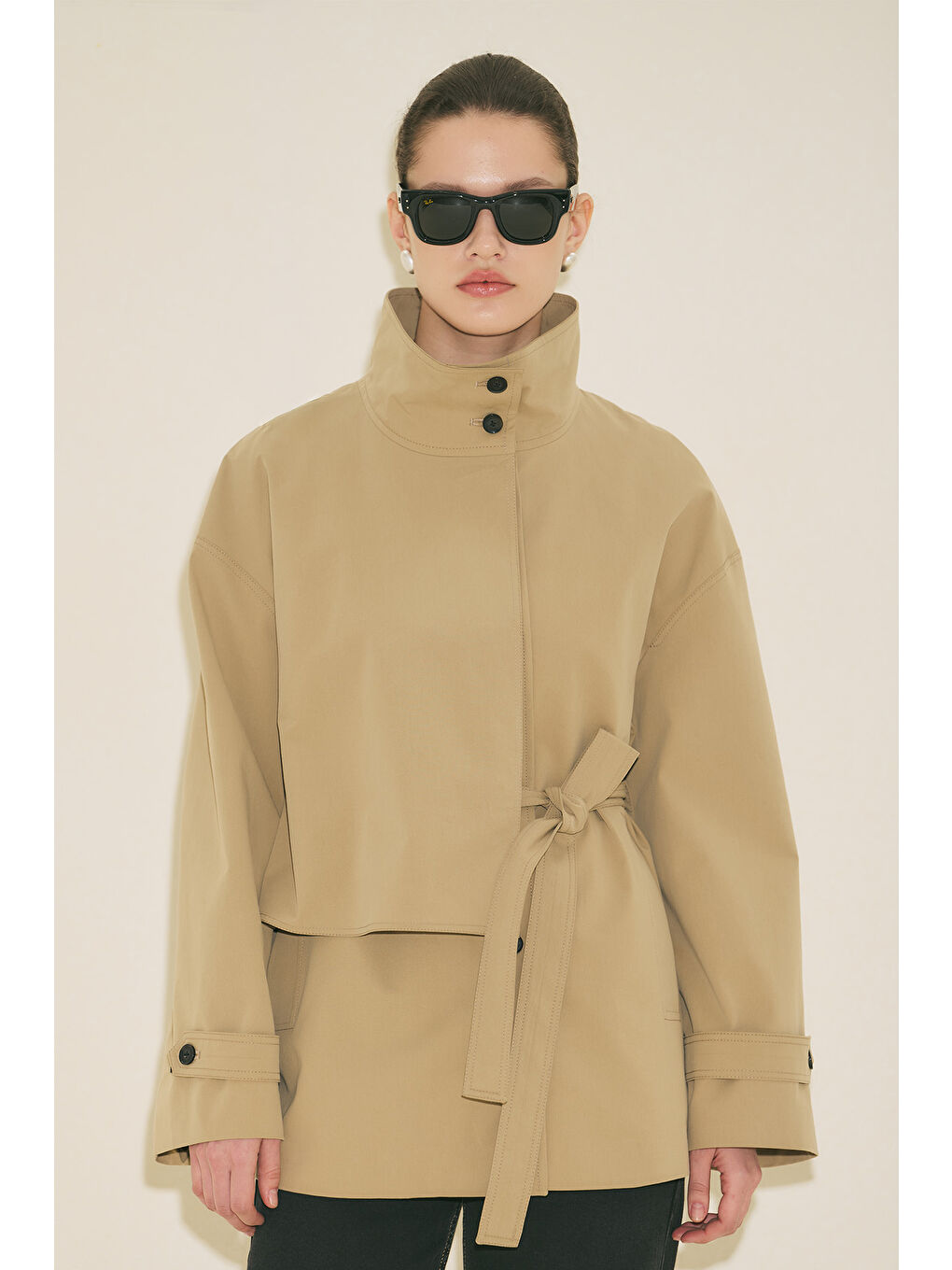 Bej Rıa Tasarım Trençkot Kum-4