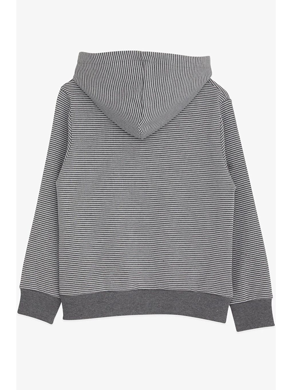 Erkek Çocuk Hırka Çizgili Yazı Nakışlı Gri (5-10 Yaş)-1