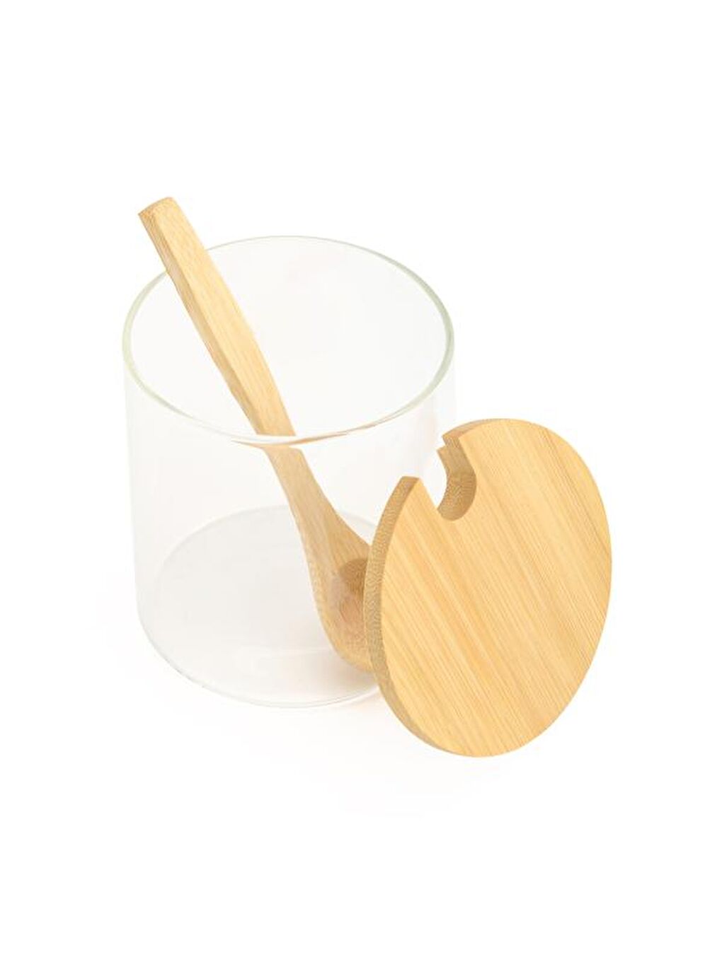 Beyaz 3'lü Yuvarlak Cam Baharatlık Seti - Şeffaf / Açık Kahverengi-1