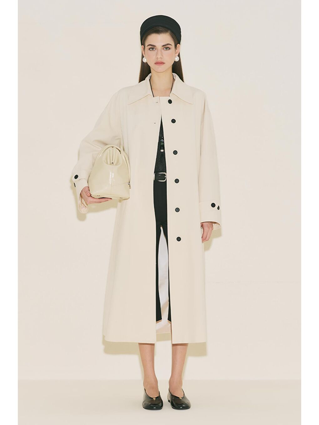 Bej Malene Düğmeli Trençkot Vanilya