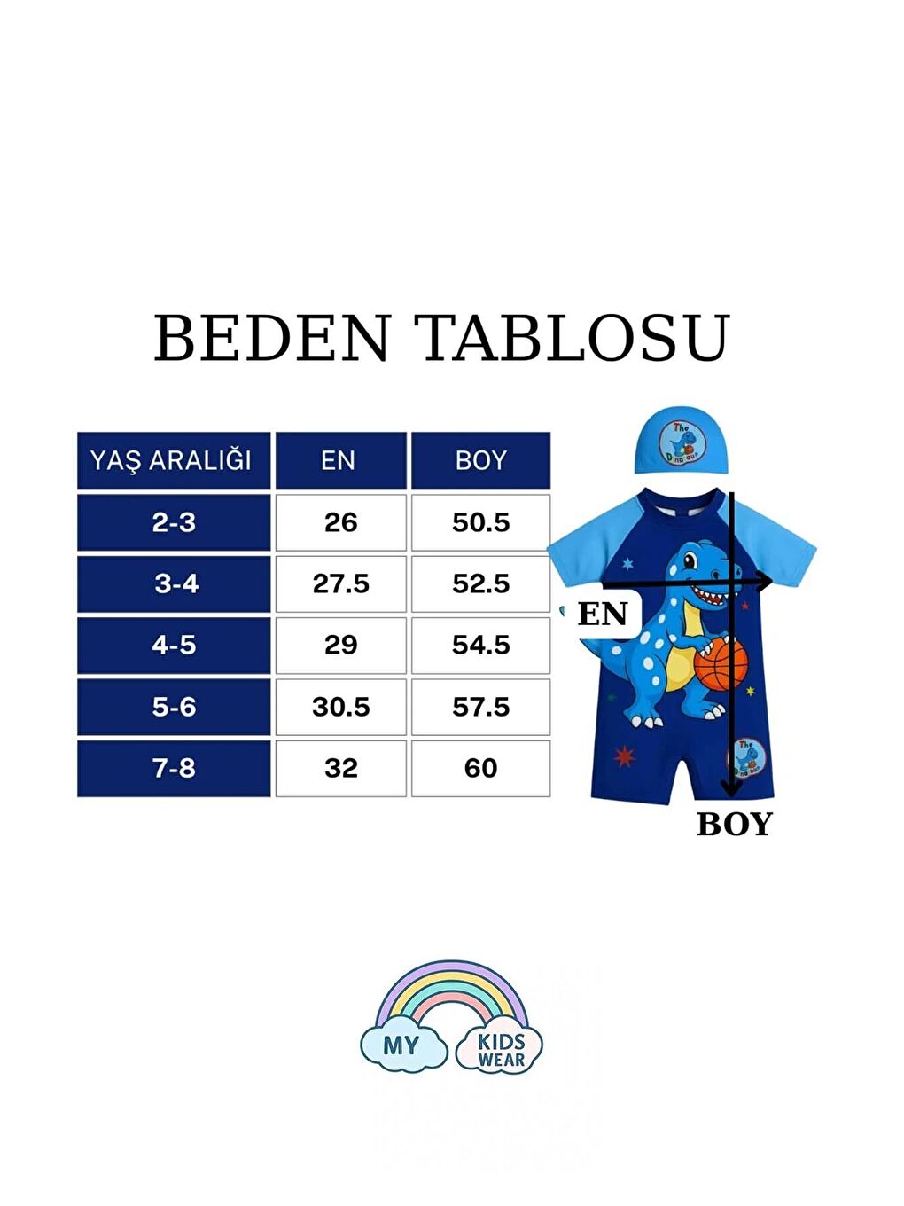 Mavi Erkek Çocuk Deniz Kombini 3’lü Set – Mayo, Havlu ve Bone 12575-4