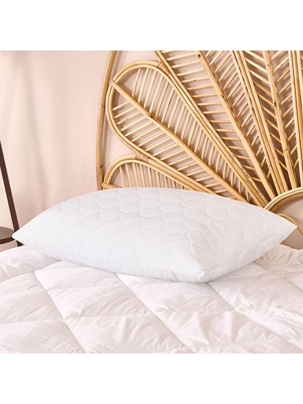 Soft Dalga Kapitoneli Yastık Alezi - Beyaz - 50x70 cm-3