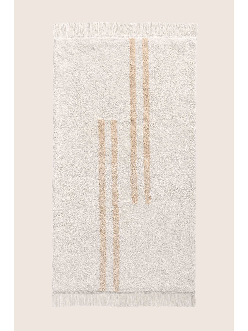 Ekru Bound Tekli Banyo Paspası %100 Pamuk 70x120 cm Beyaz